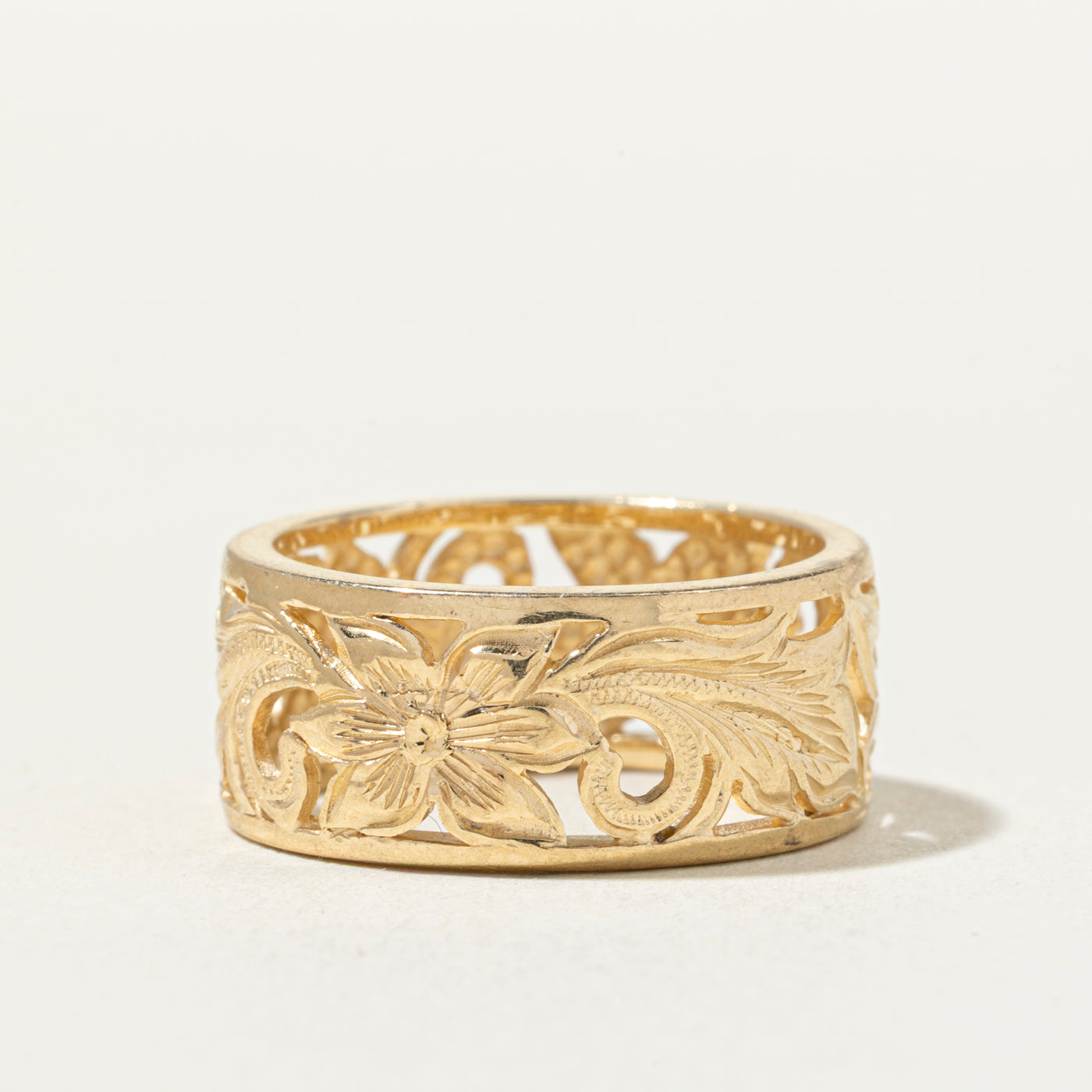 14k Floral Engraved Band | 8mm | SZ 5