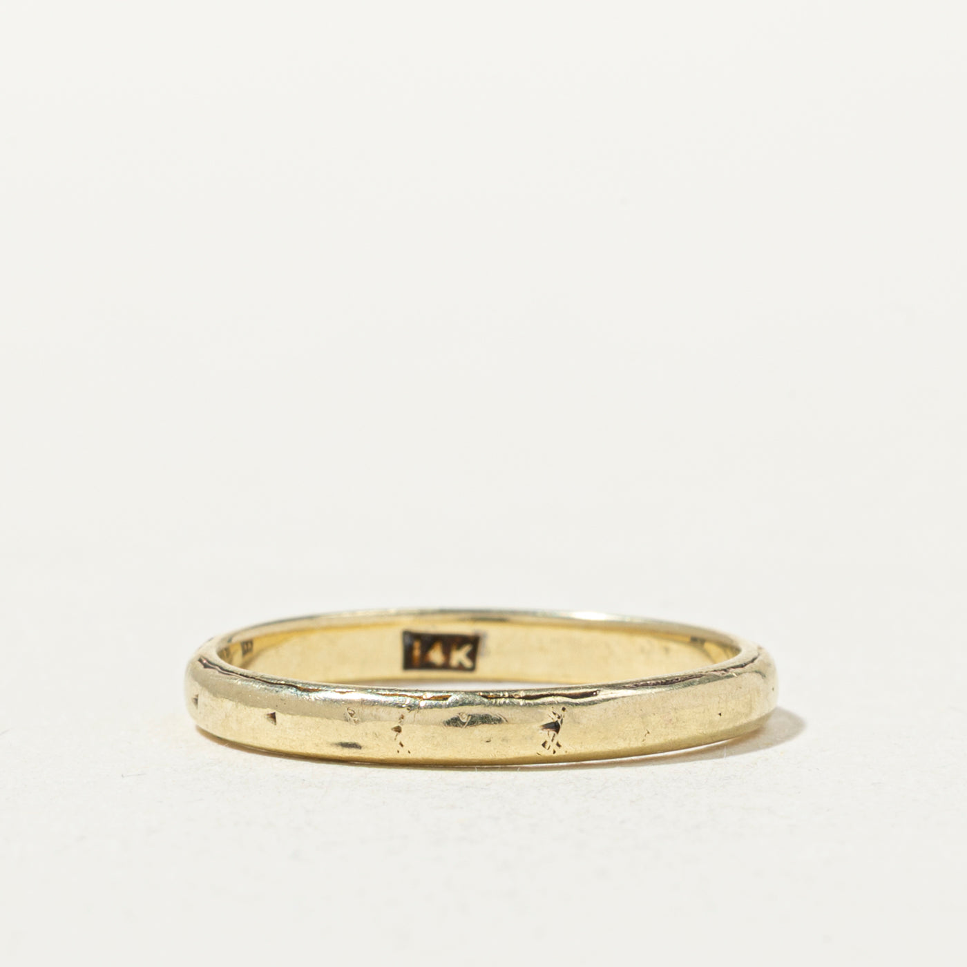 14k Textured Thin Stacking Band | 2mm | SZ 5.25
