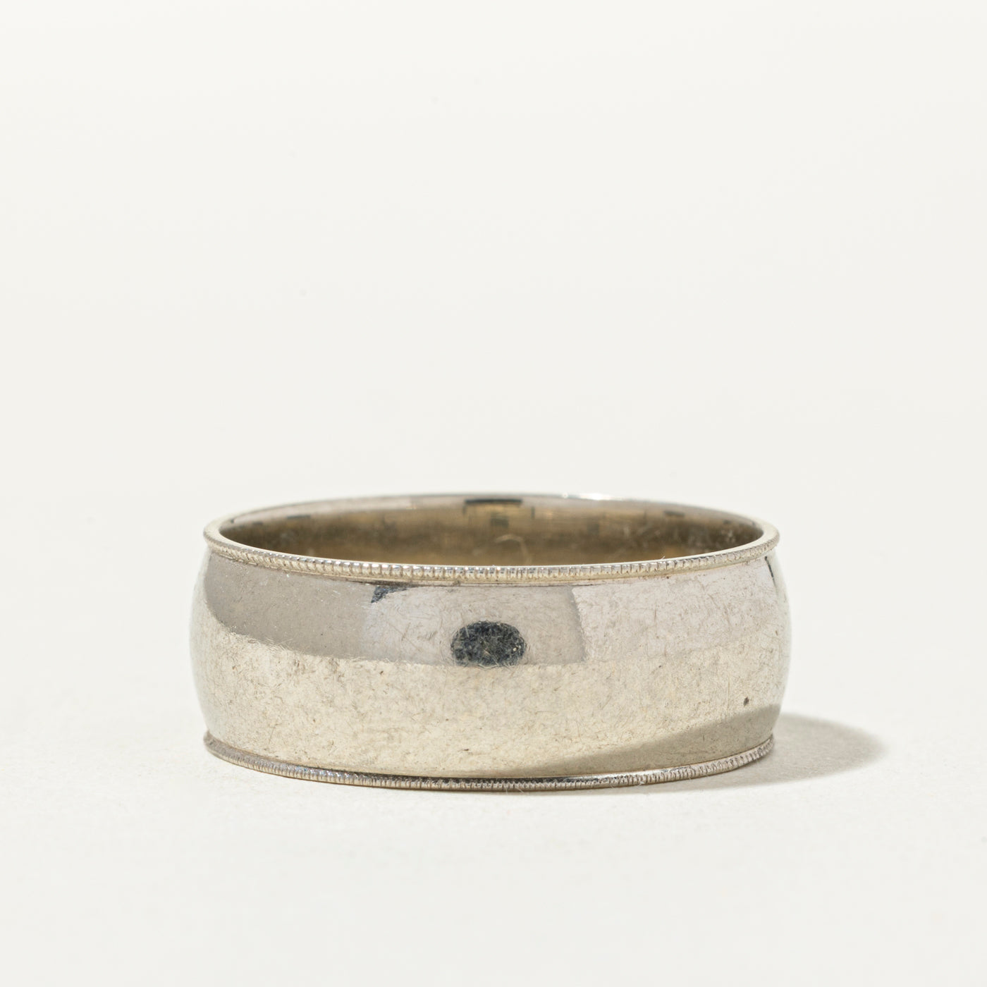 10k White Gold Milgrain Edged Band | 8mm | SZ 10