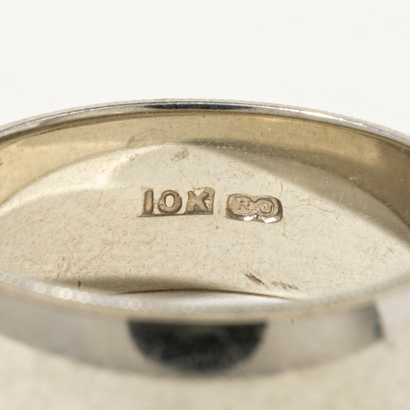 10k White Gold Milgrain Edged Band | 8mm | SZ 10