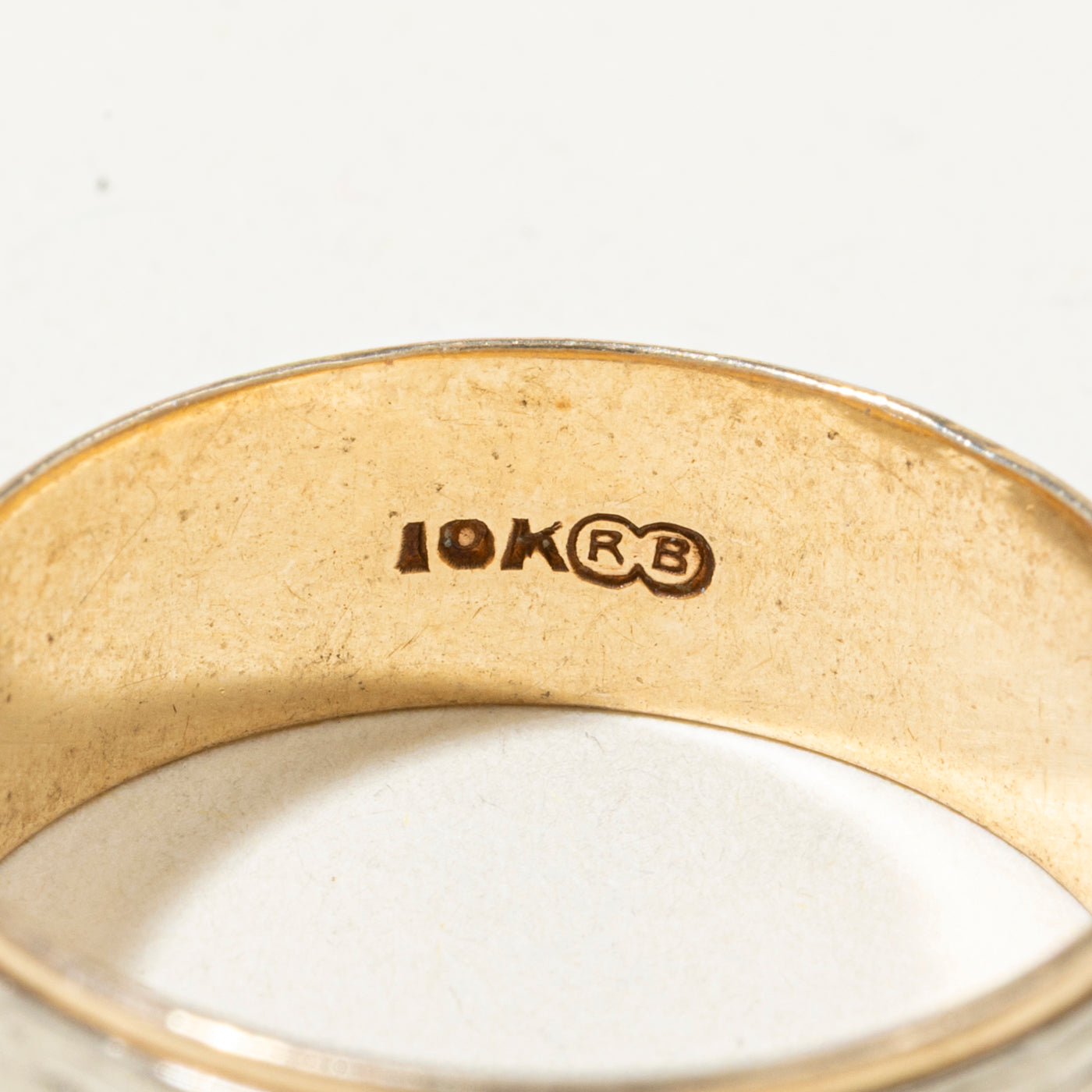 10k Two Tone Gold Engraved Band | 7mm | SZ 9.5