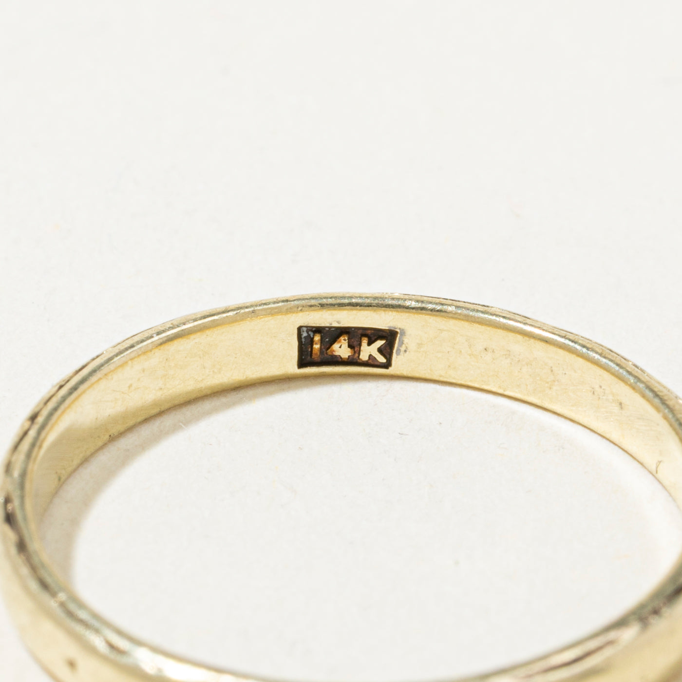 14k Textured Thin Stacking Band | 2mm | SZ 5.25