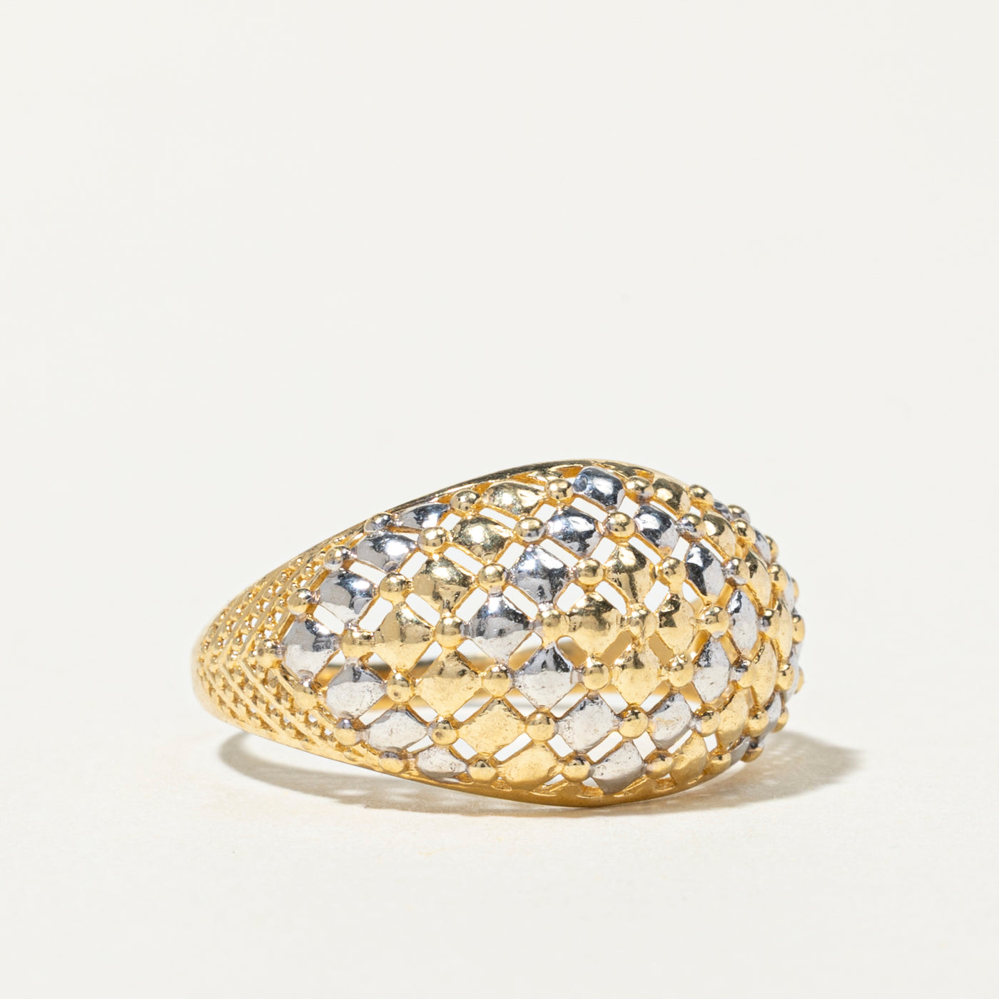 18k Geometric Textured Dome Ring | SZ 8.5