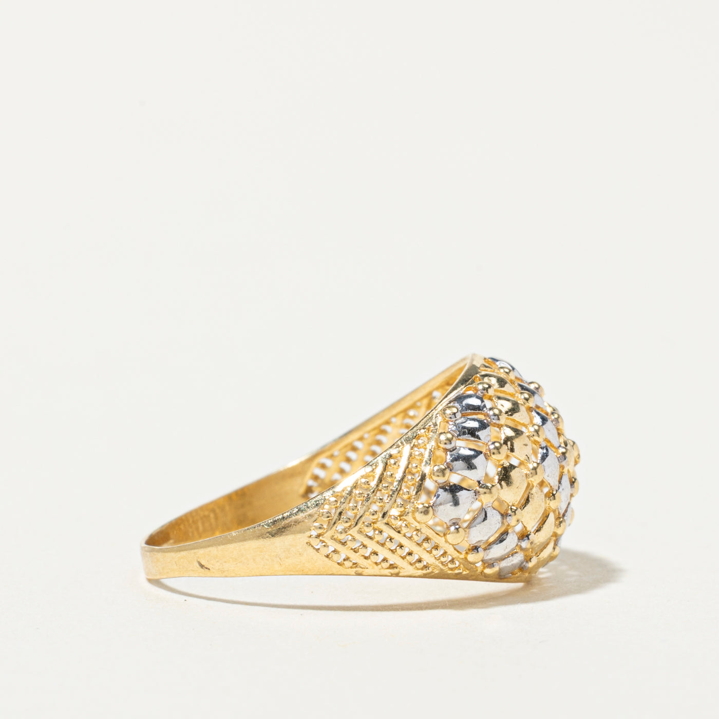 18k Geometric Textured Dome Ring | SZ 8.5
