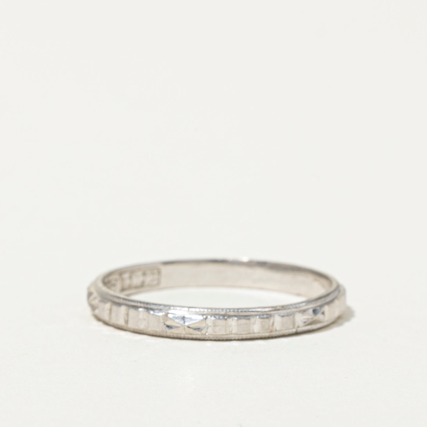 Platinum Textured Milgrain Band | 2mm | SZ 7.75