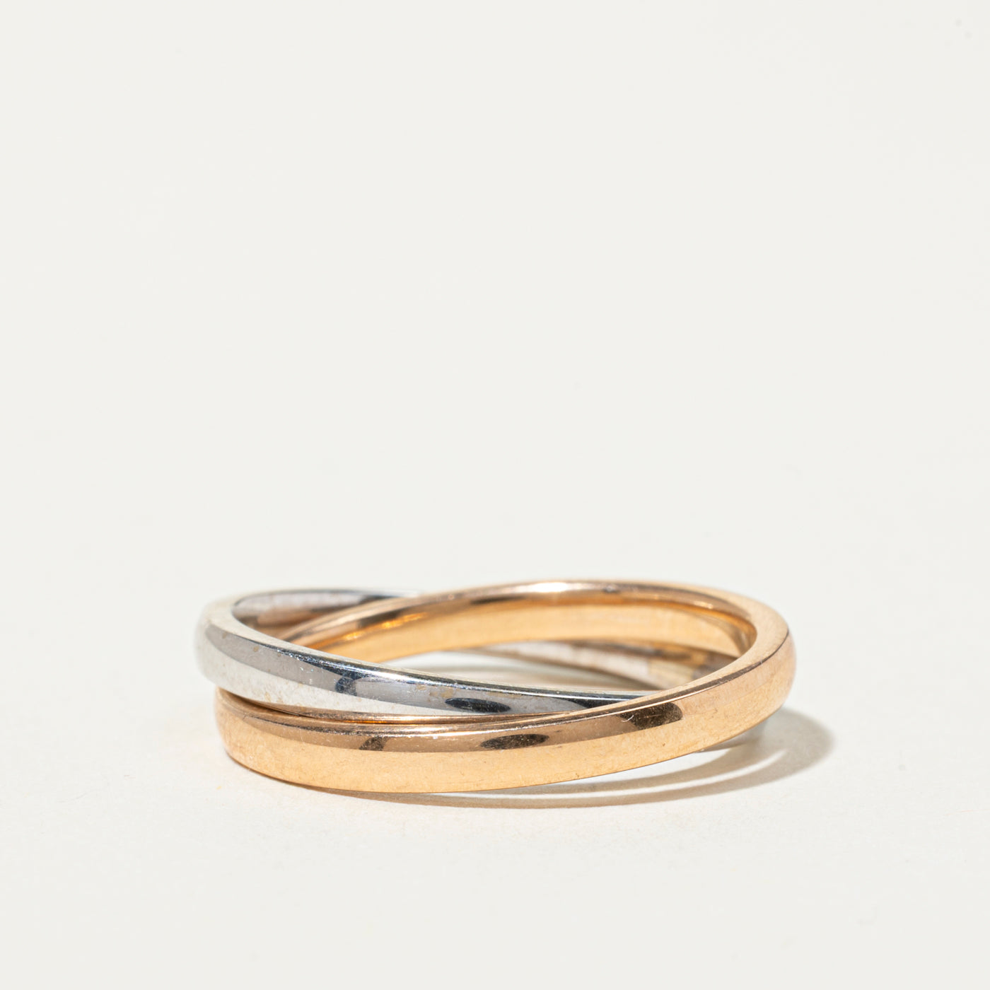 'Unoaerre' Italian 18k Tricolor Interlocking Band | SZ 7