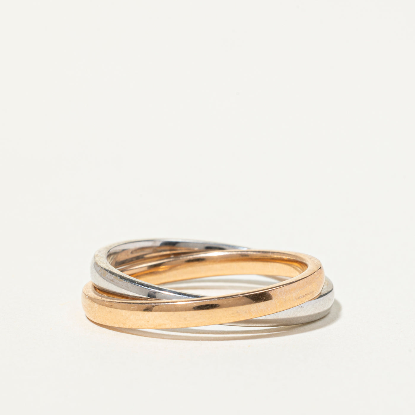 'Unoaerre' Italian 18k Tricolor Interlocking Band | SZ 7