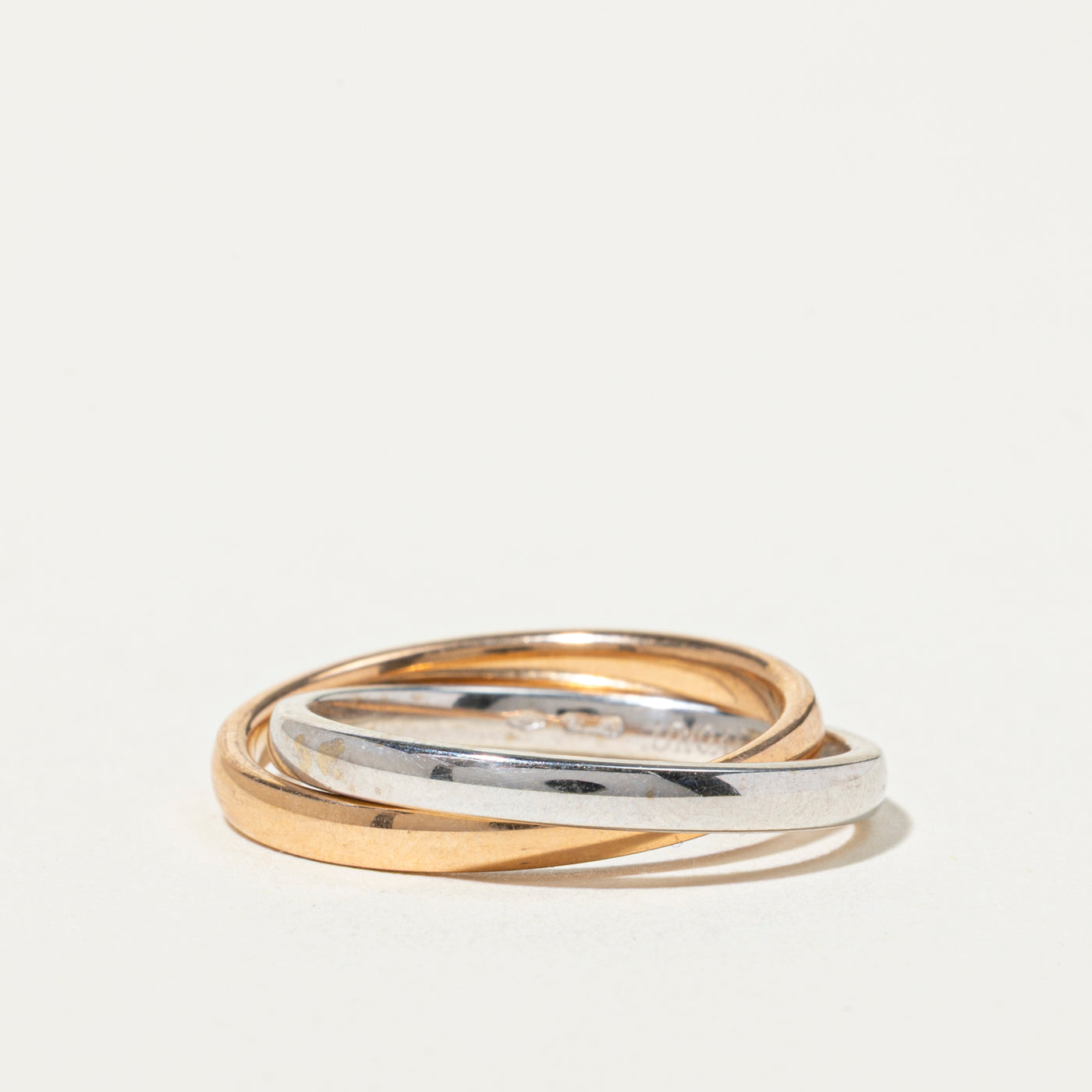 RINGRAZIO イタリア製 Unoaerre' Italian 18k Tricolor Interlocking Band | SZ 7