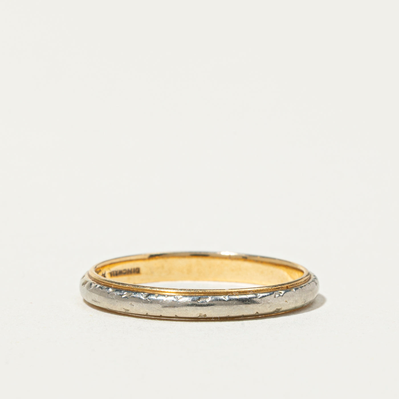 18k Two Tone Gold Engraved Band | 2mm | SZ 7.25