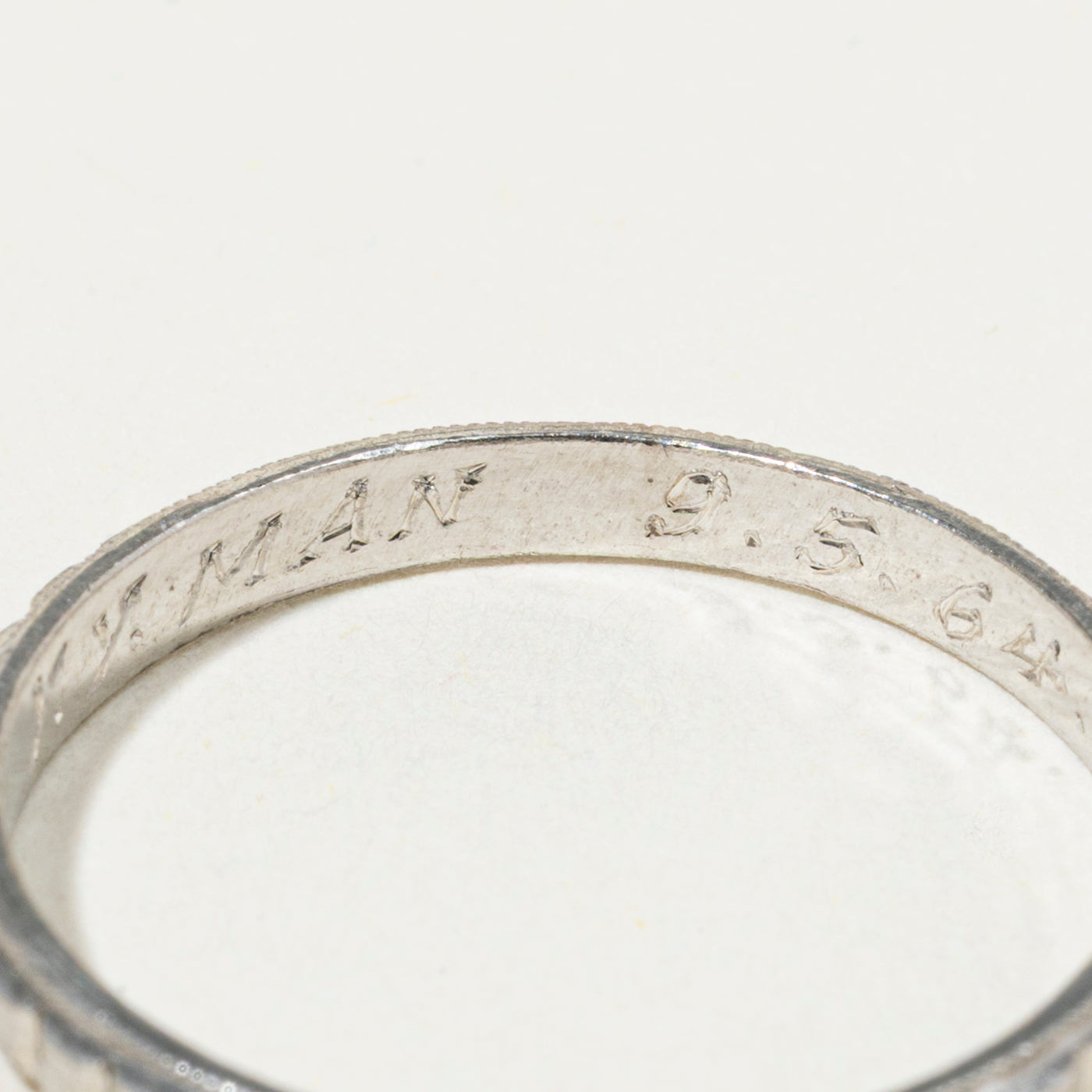 Platinum Textured Milgrain Band | 2mm | SZ 7.75