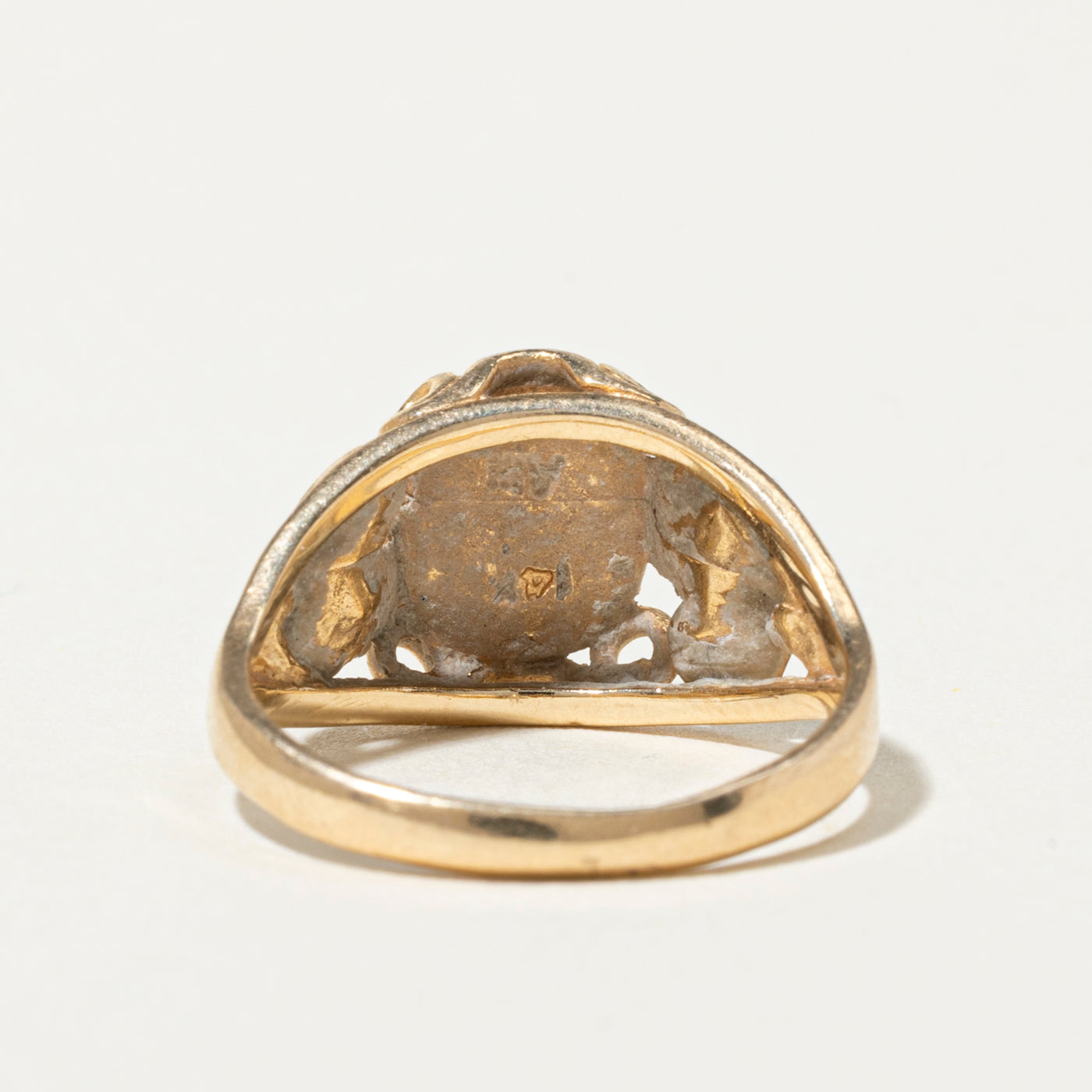 14k Initial Openwork Floral Signet Ring | SZ 5.5