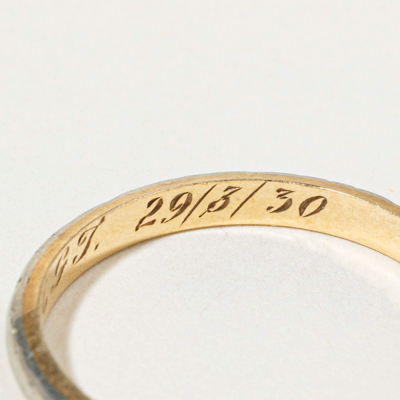 18k Two Tone Gold Engraved Band | 2mm | SZ 7.25