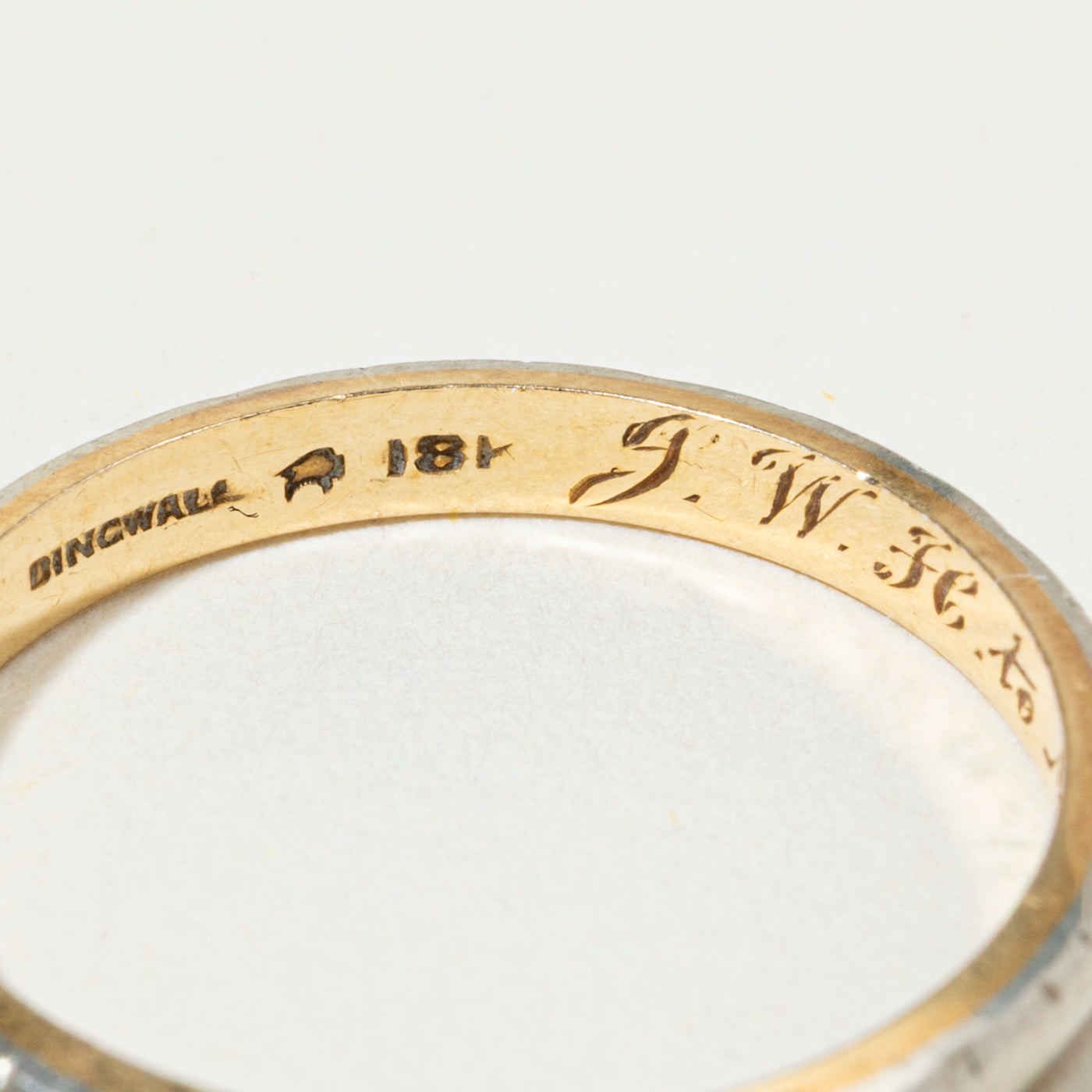 18k Two Tone Gold Engraved Band | 2mm | SZ 7.25