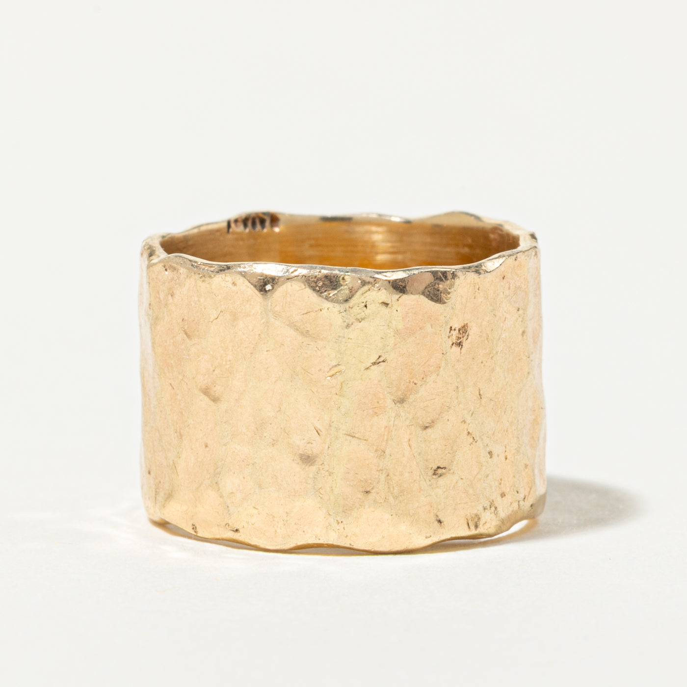 14k Hammered Wide Cigar Band | 13mm | SZ 5