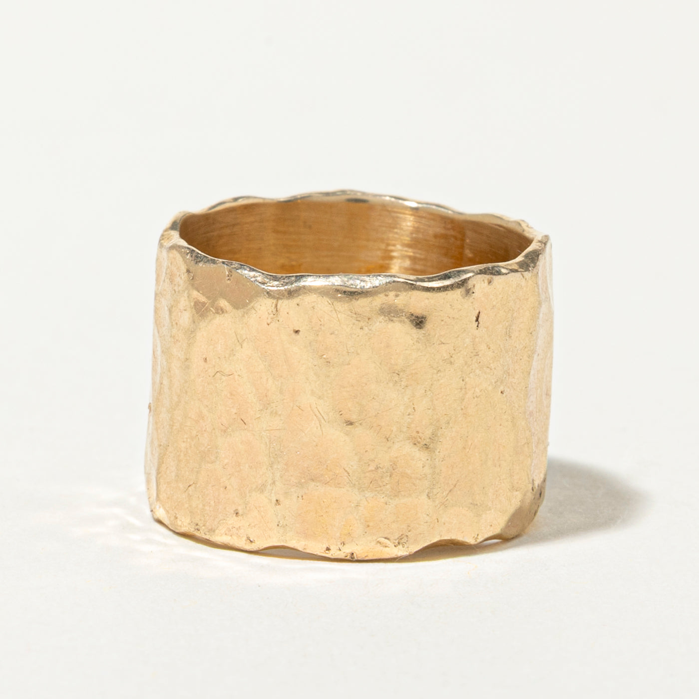 14k Hammered Wide Cigar Band | 13mm | SZ 5