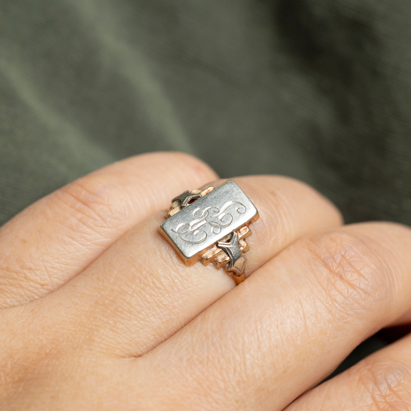 Diamond 'D' Initial Signet Ring | SZ 6