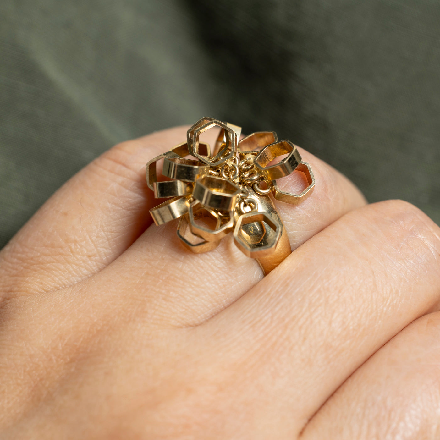 14k Geometric Cocktail Ring | SZ 7