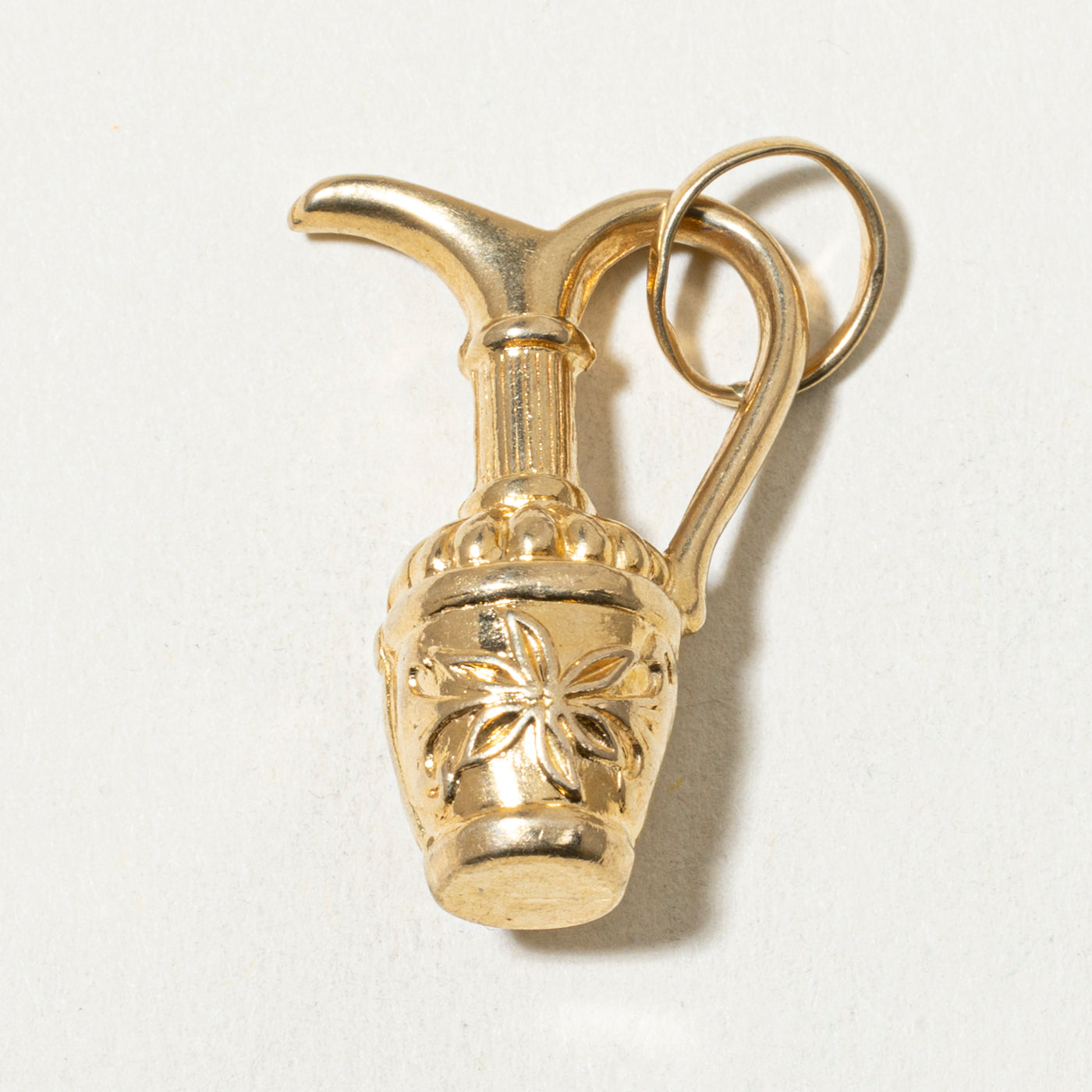 18k Floral Engraved Pitcher Charm