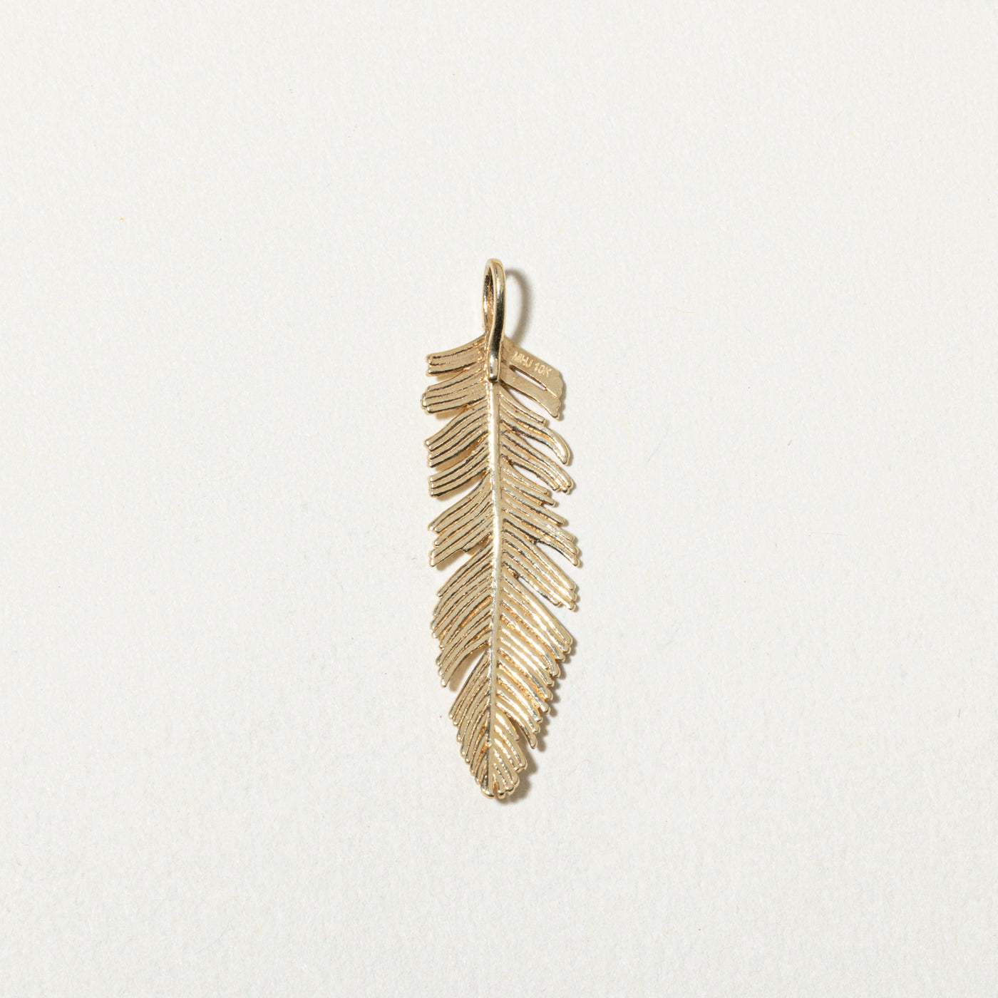 10k Feather Pendant