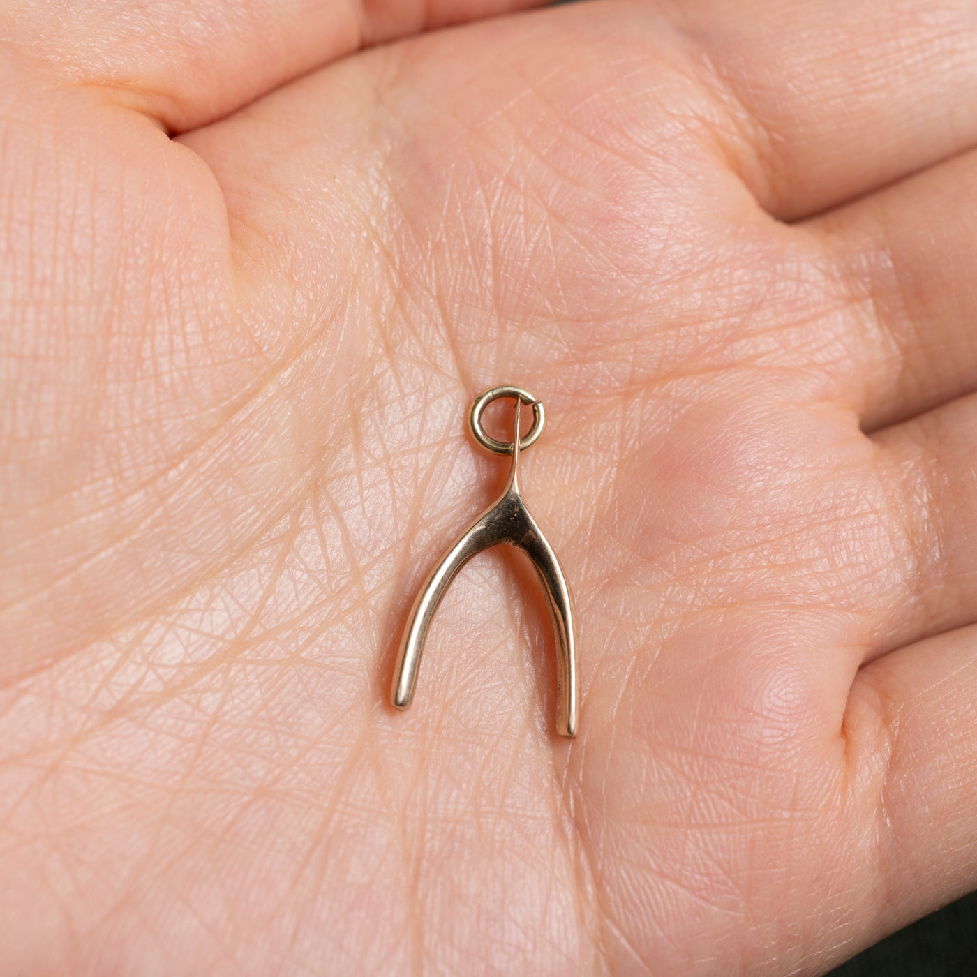 14k Wishbone Charm