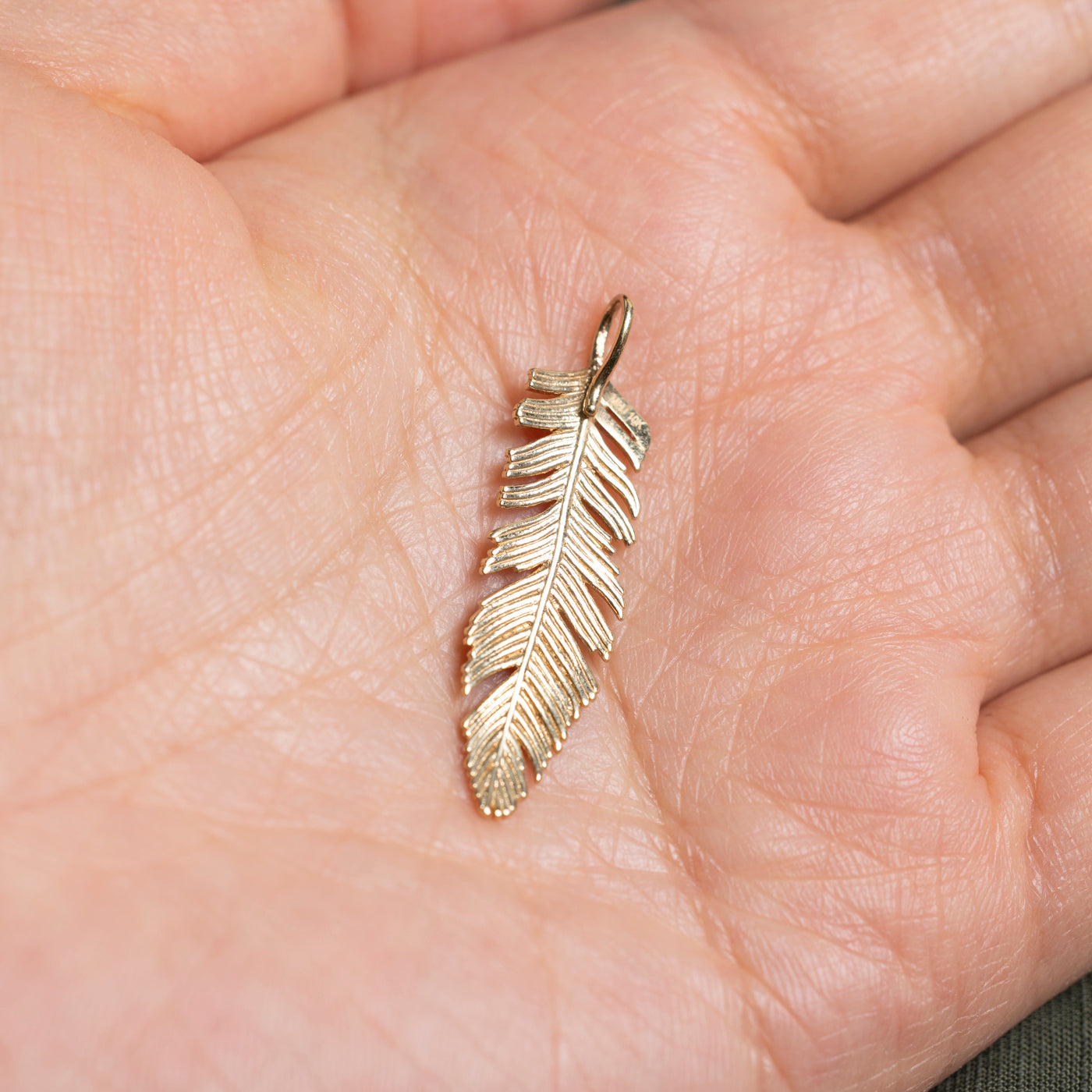 10k Feather Pendant