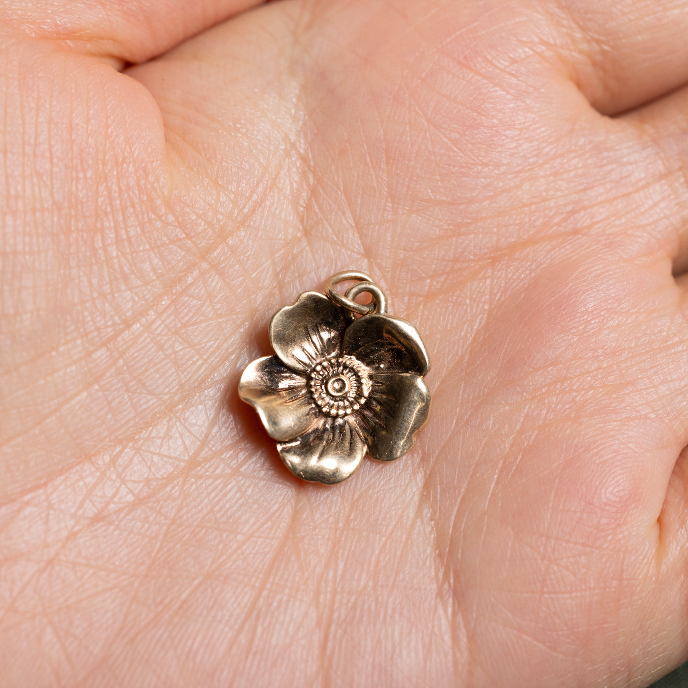 10k Alberta Wild Rose Flower Charm