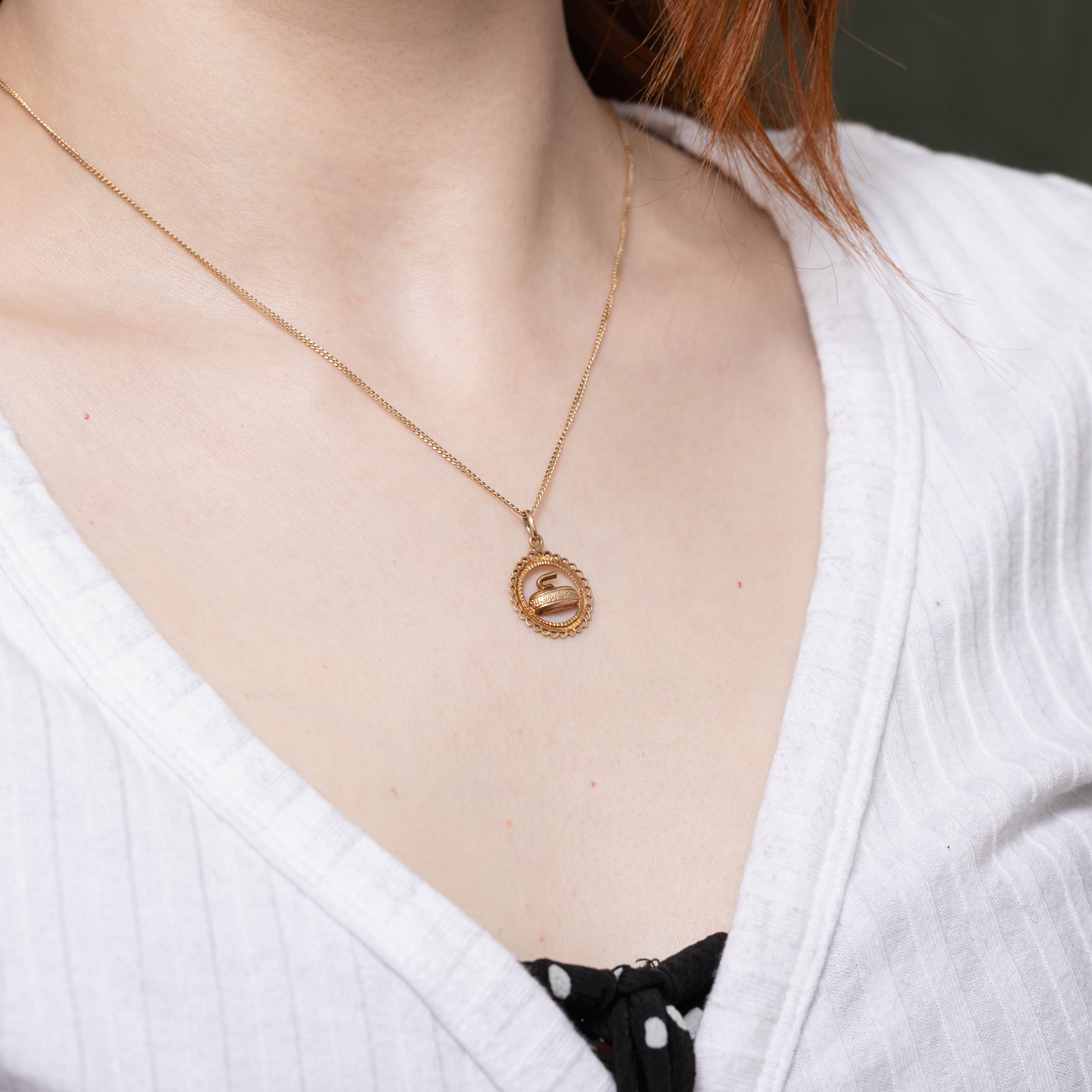 10k Curling Stone Pendant