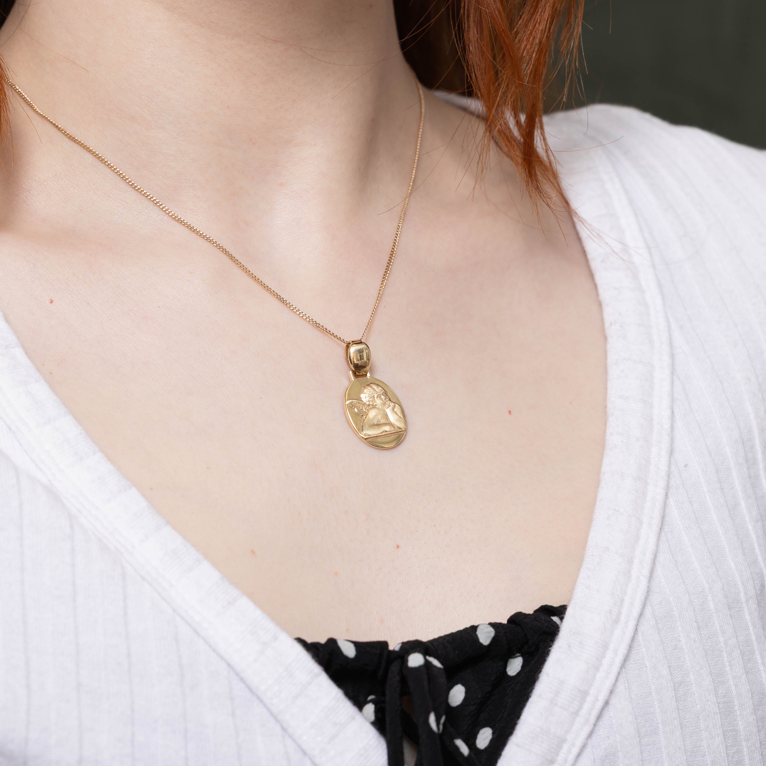 14k Cherub Embossed Pendant
