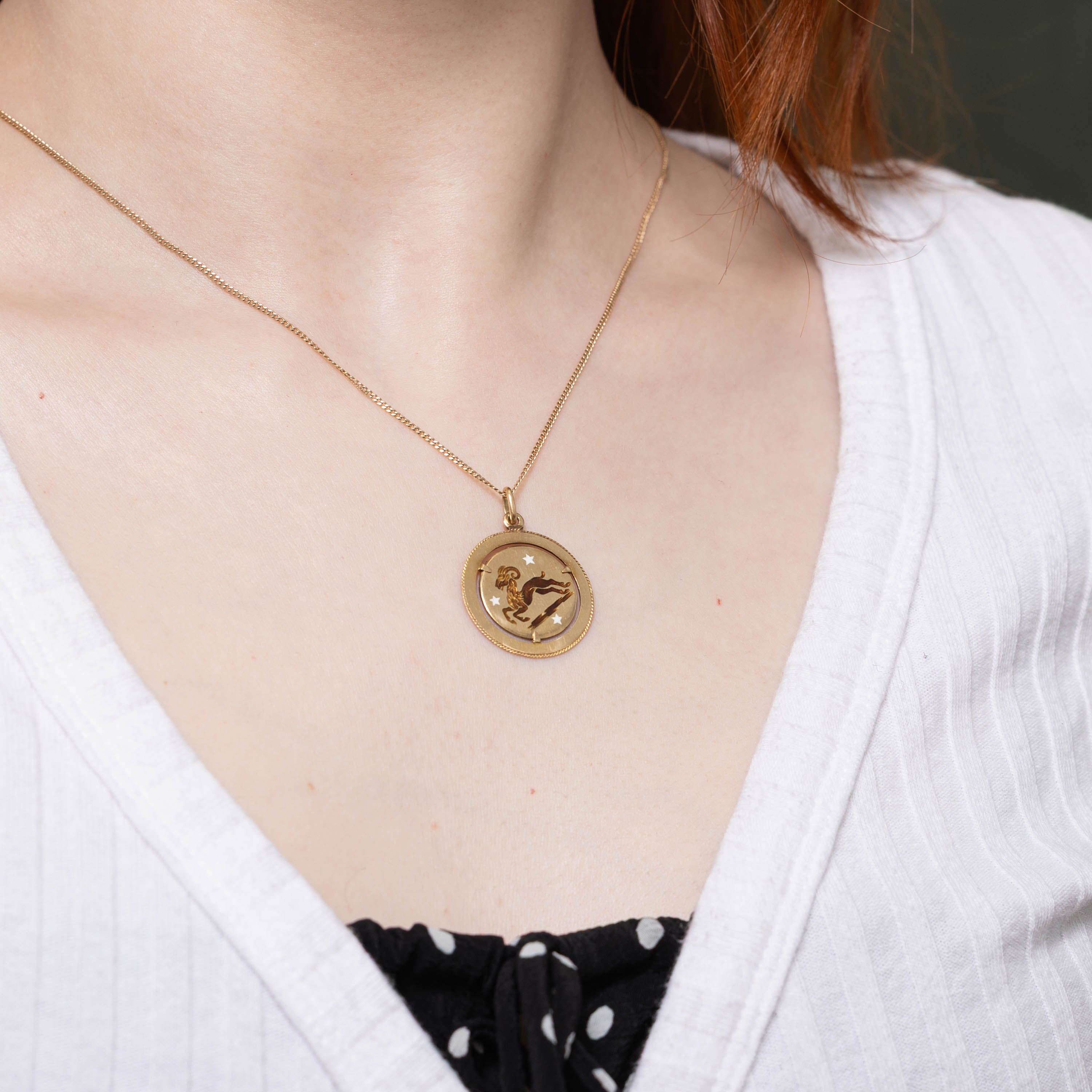 Vintage Italian 18k Aries Zodiac Pendant