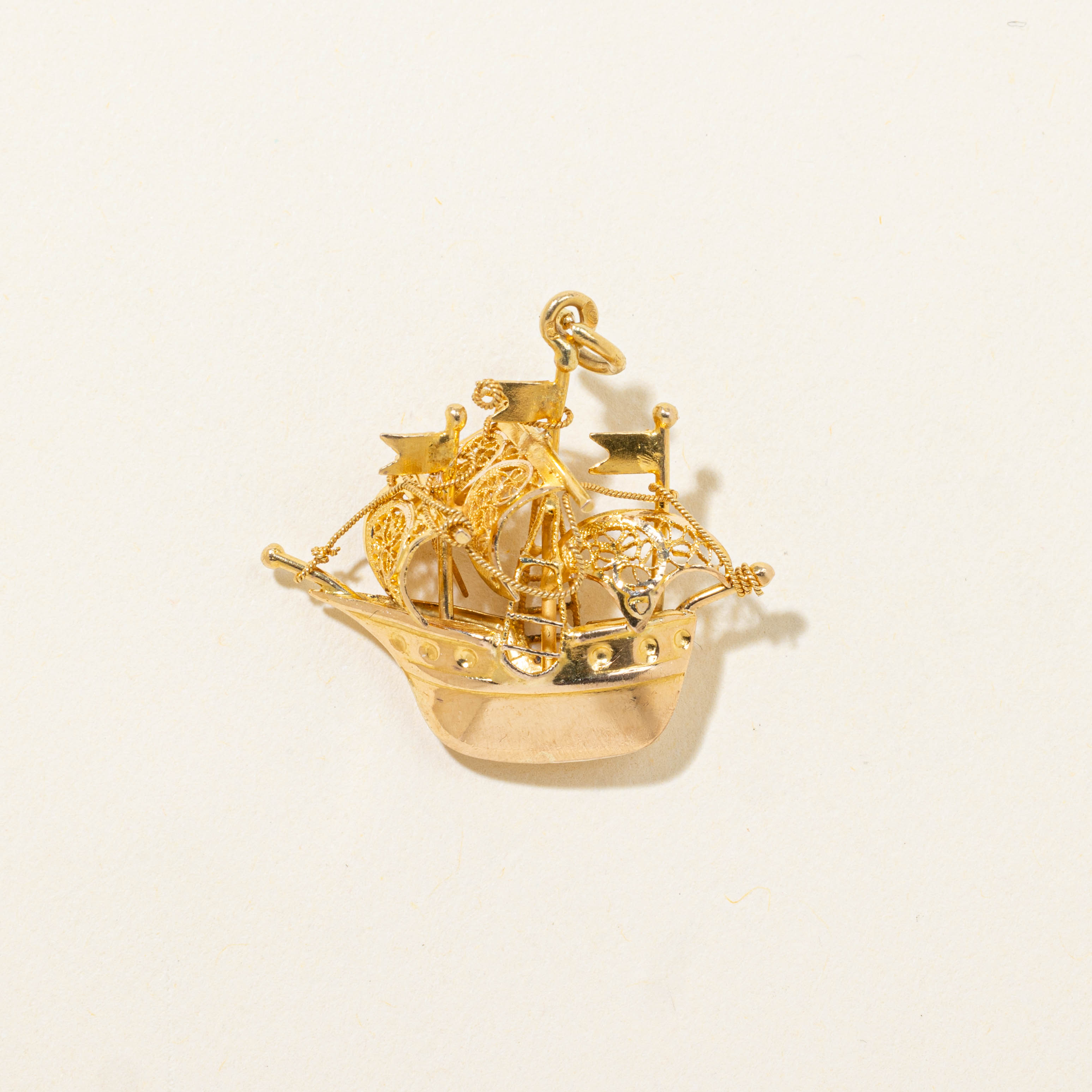 Vintage Portuguese 19k Nautical Ship Charm