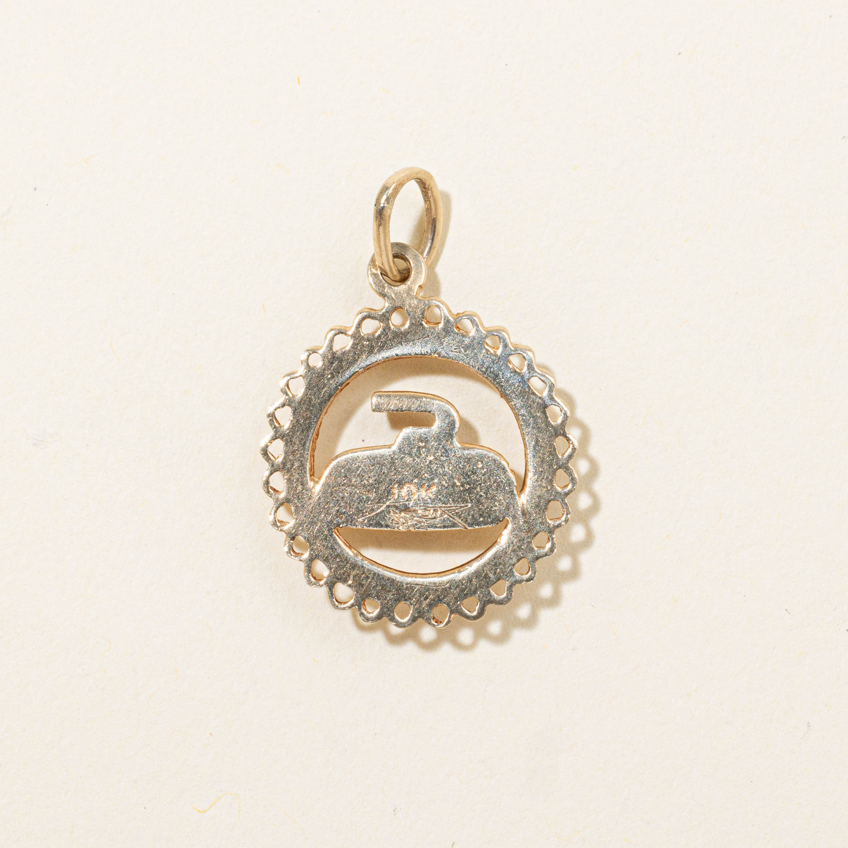 10k Curling Stone Pendant