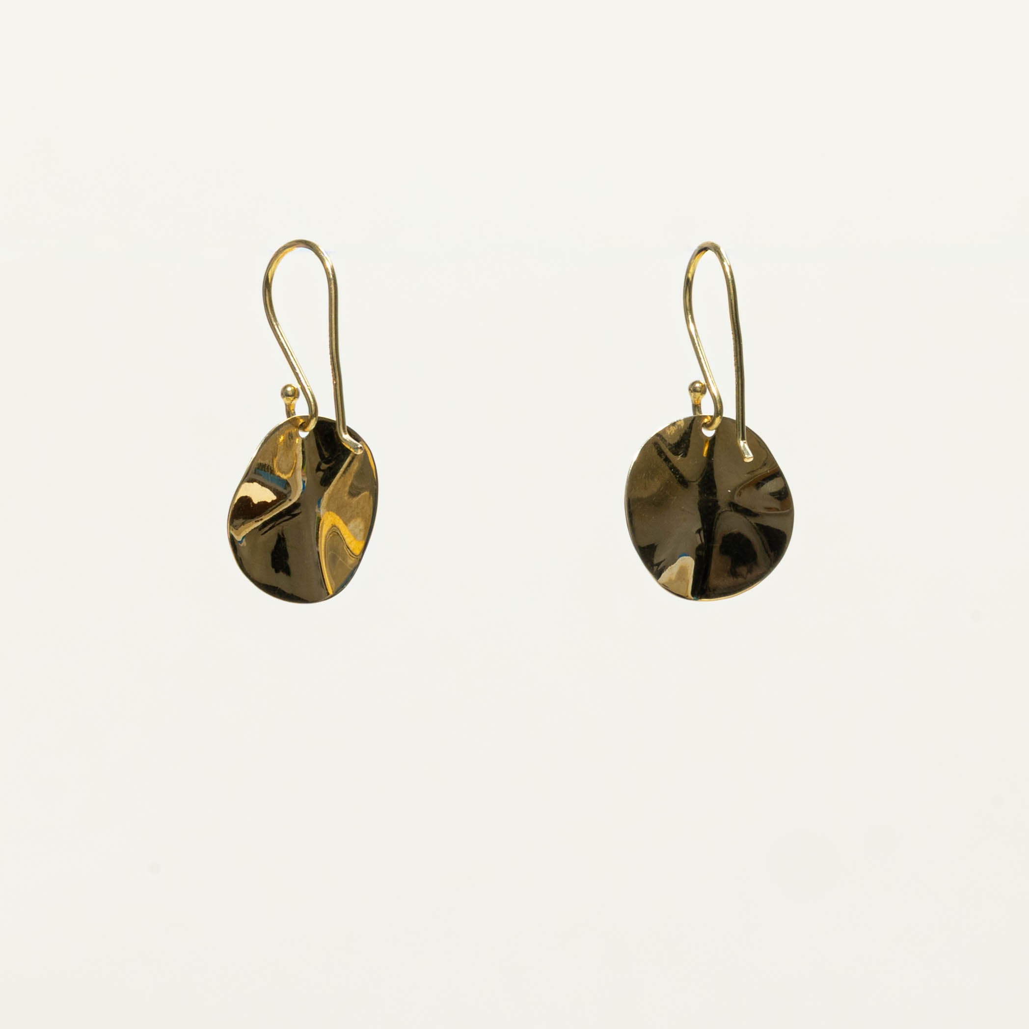 18k Hammered Circle Drop Earrings