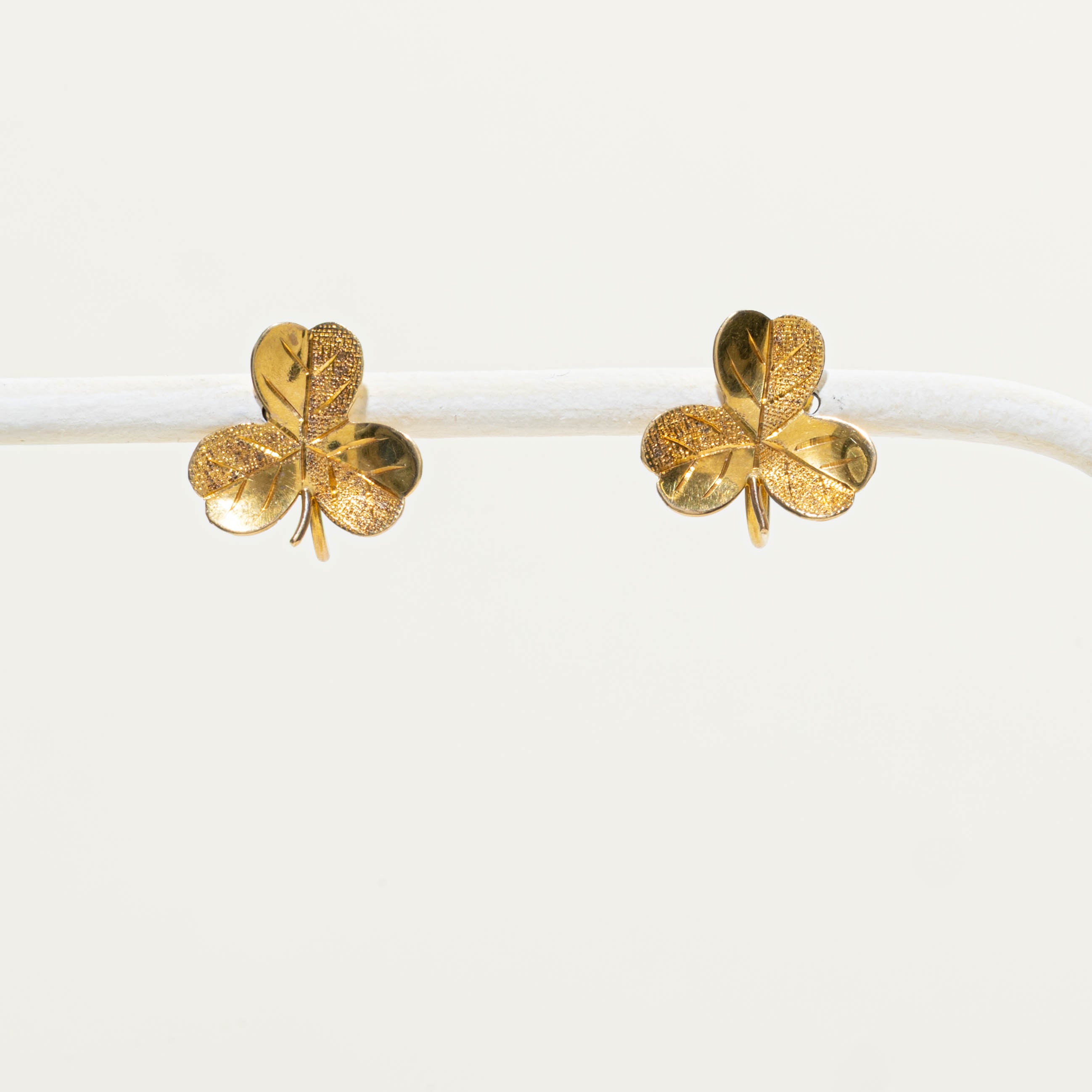 1969 Birmingham Textured Clover Leaf Stud Earrings