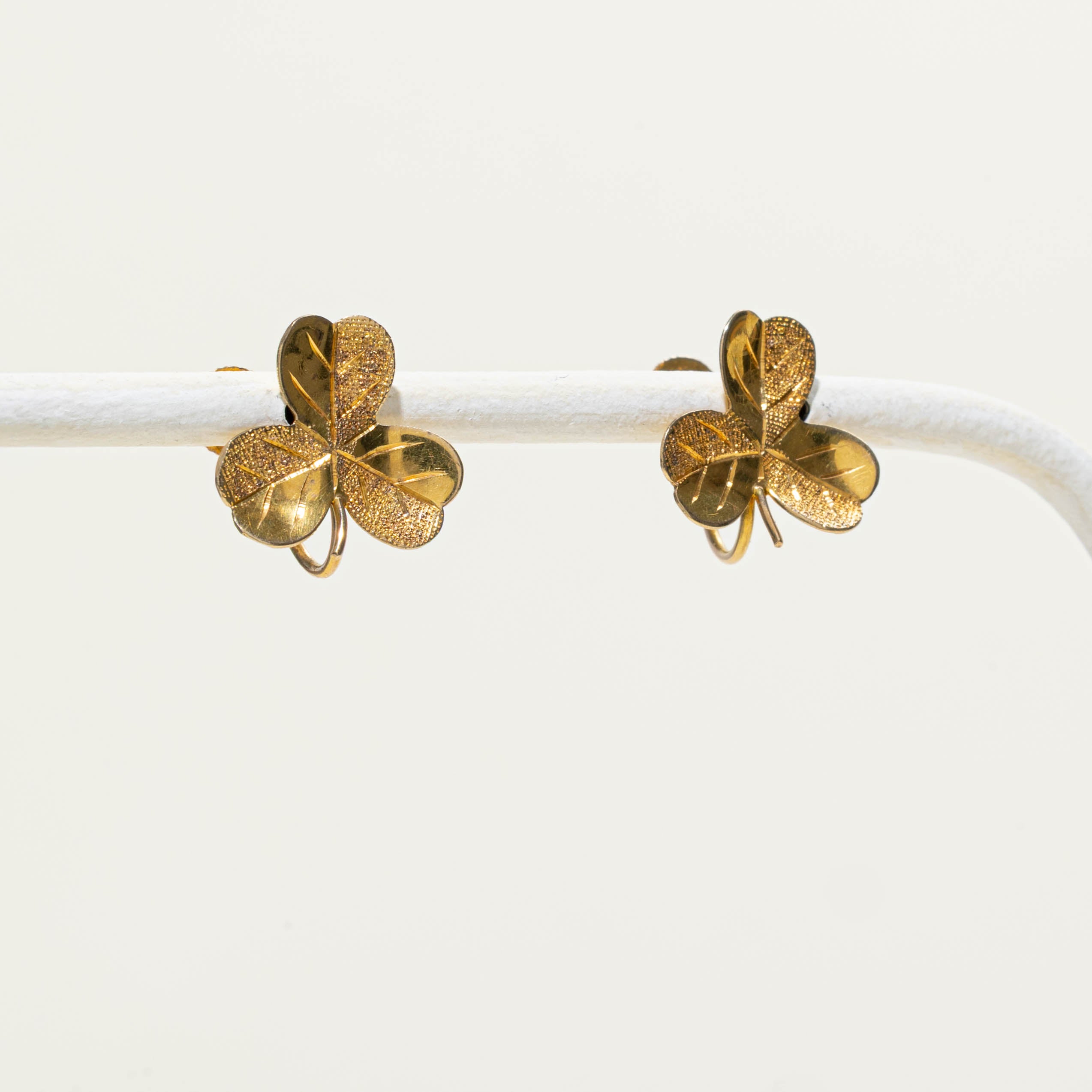 1969 Birmingham Textured Clover Leaf Stud Earrings