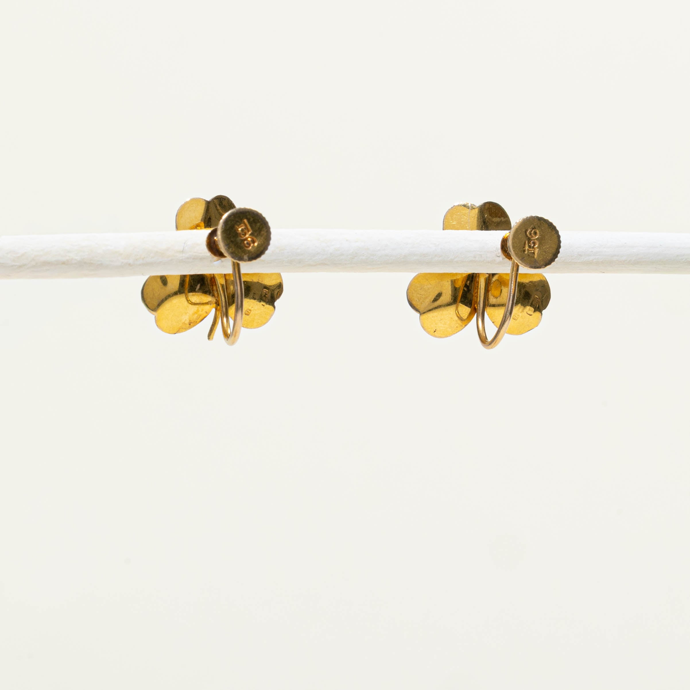 1969 Birmingham Textured Clover Leaf Stud Earrings