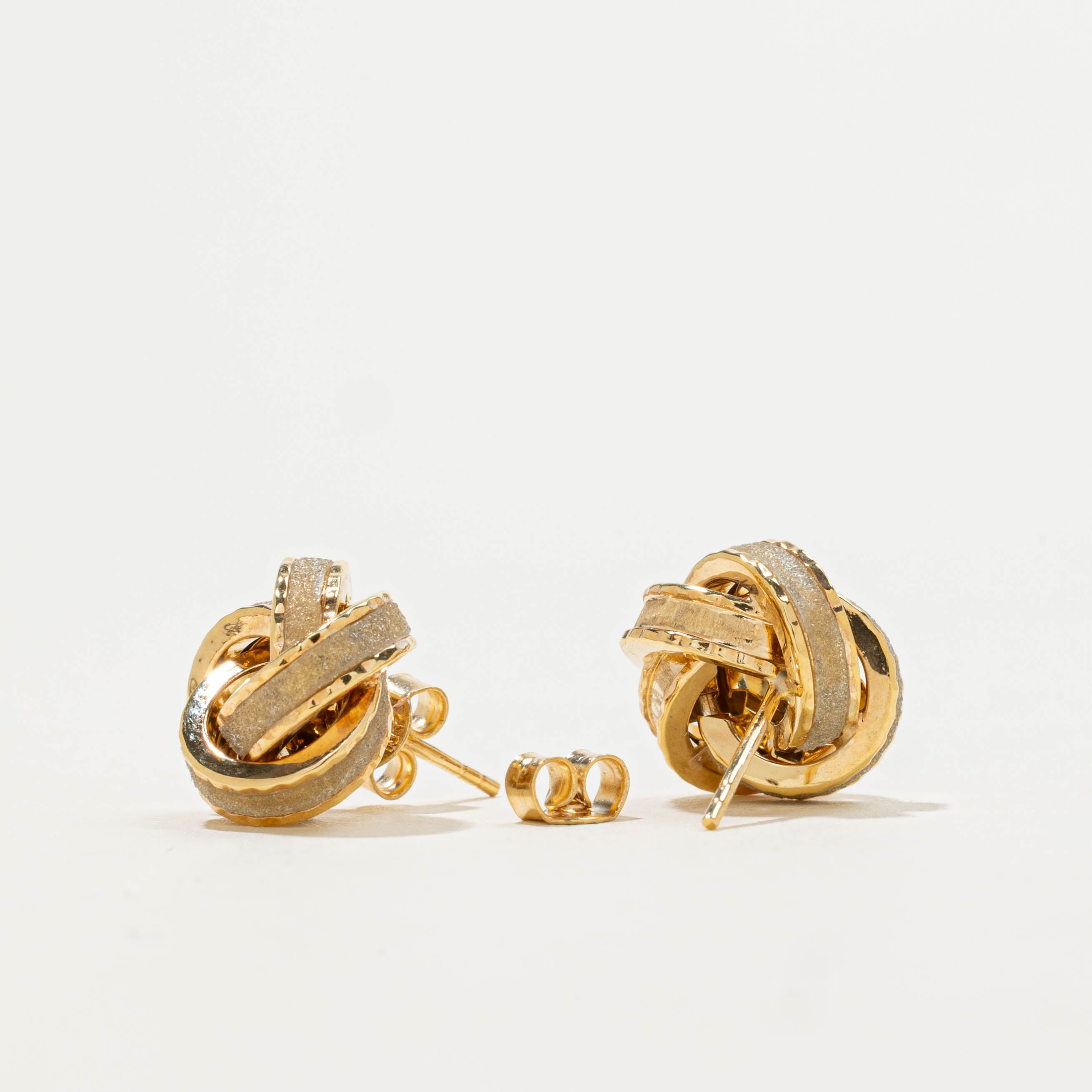 14k Two Tone Knot Earrings