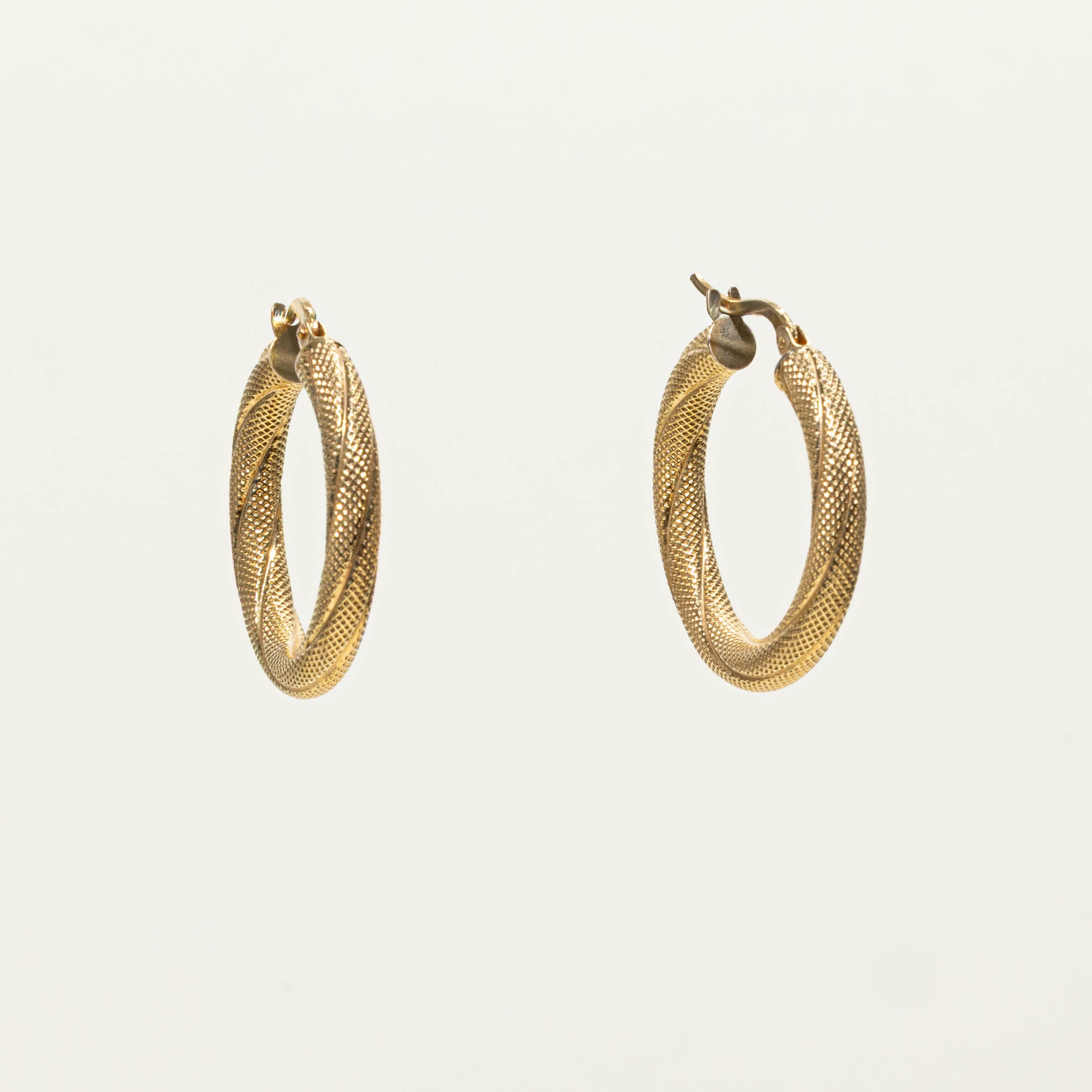 14k Snakeskin Textured Hoop Earrings