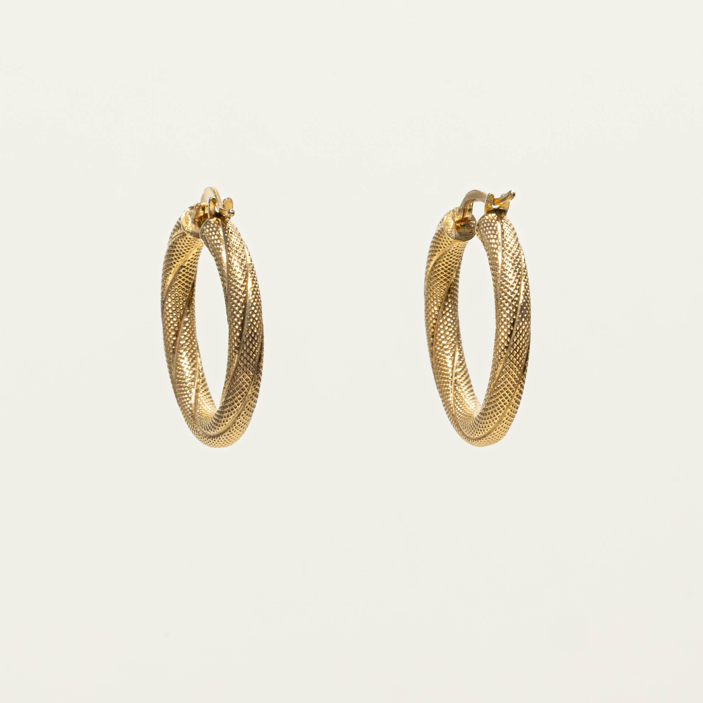 14k Snakeskin Textured Hoop Earrings