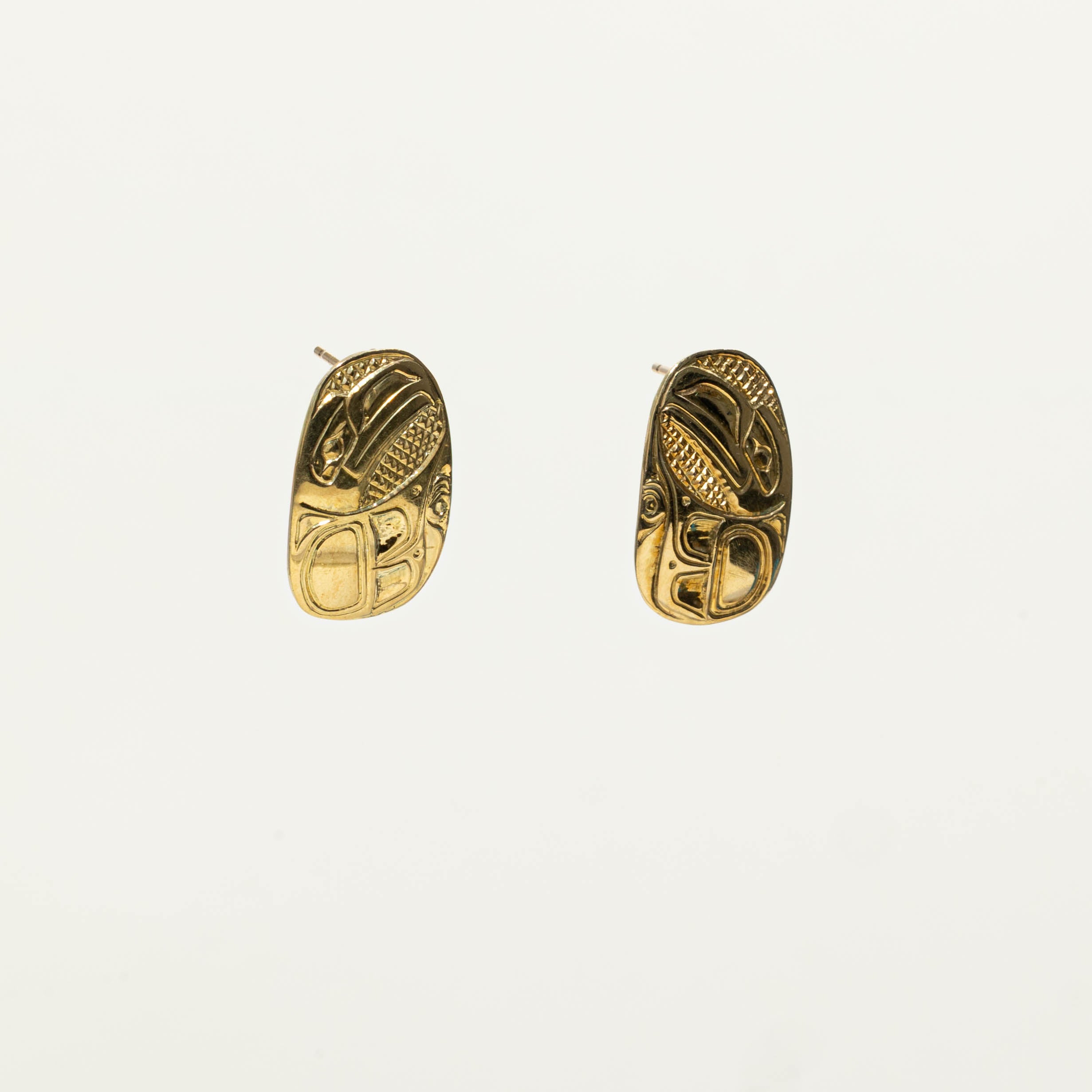 1991 18k Indigenous Engraved Earrings