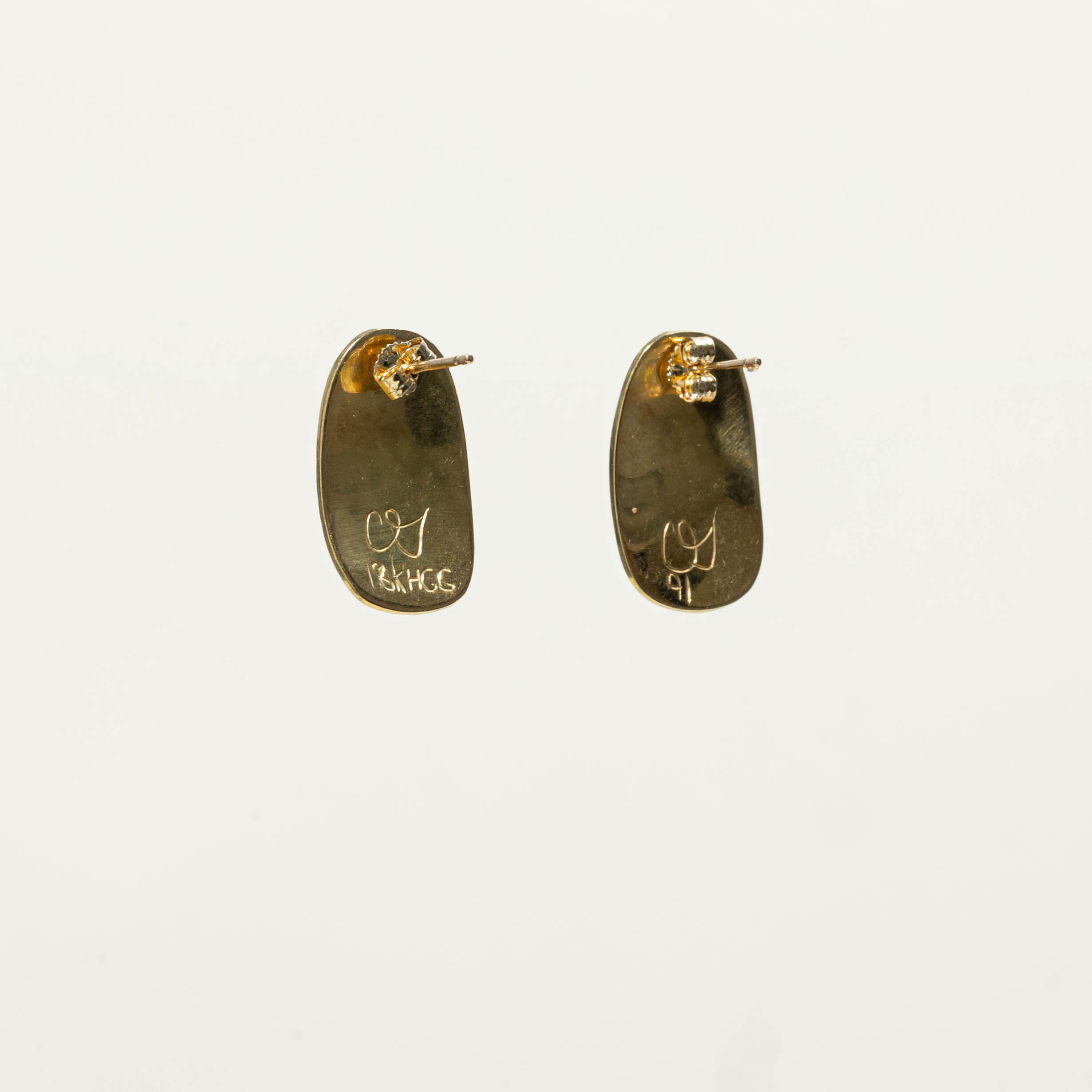 1991 18k Indigenous Engraved Earrings