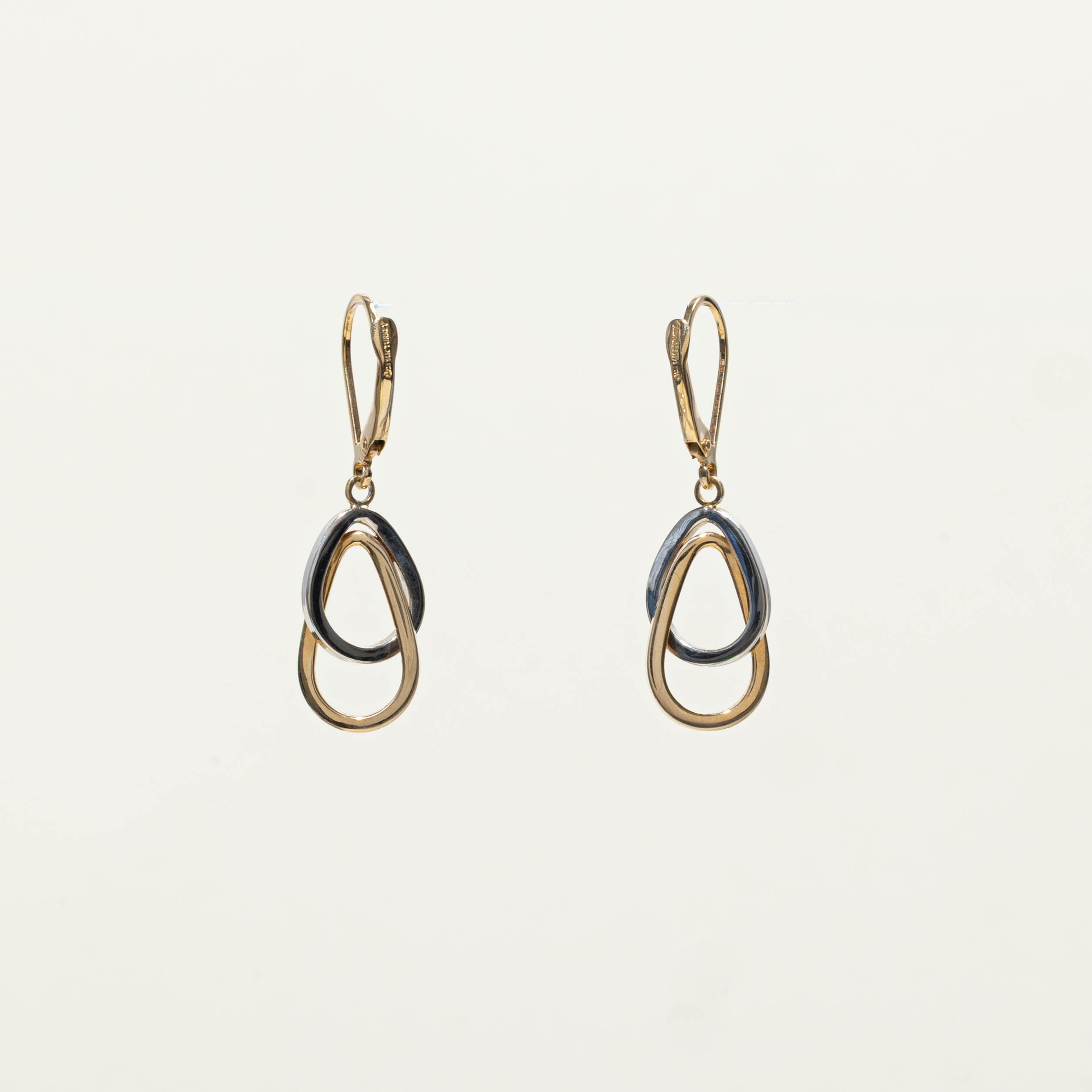 14k Two Tone Teardrop Earrings