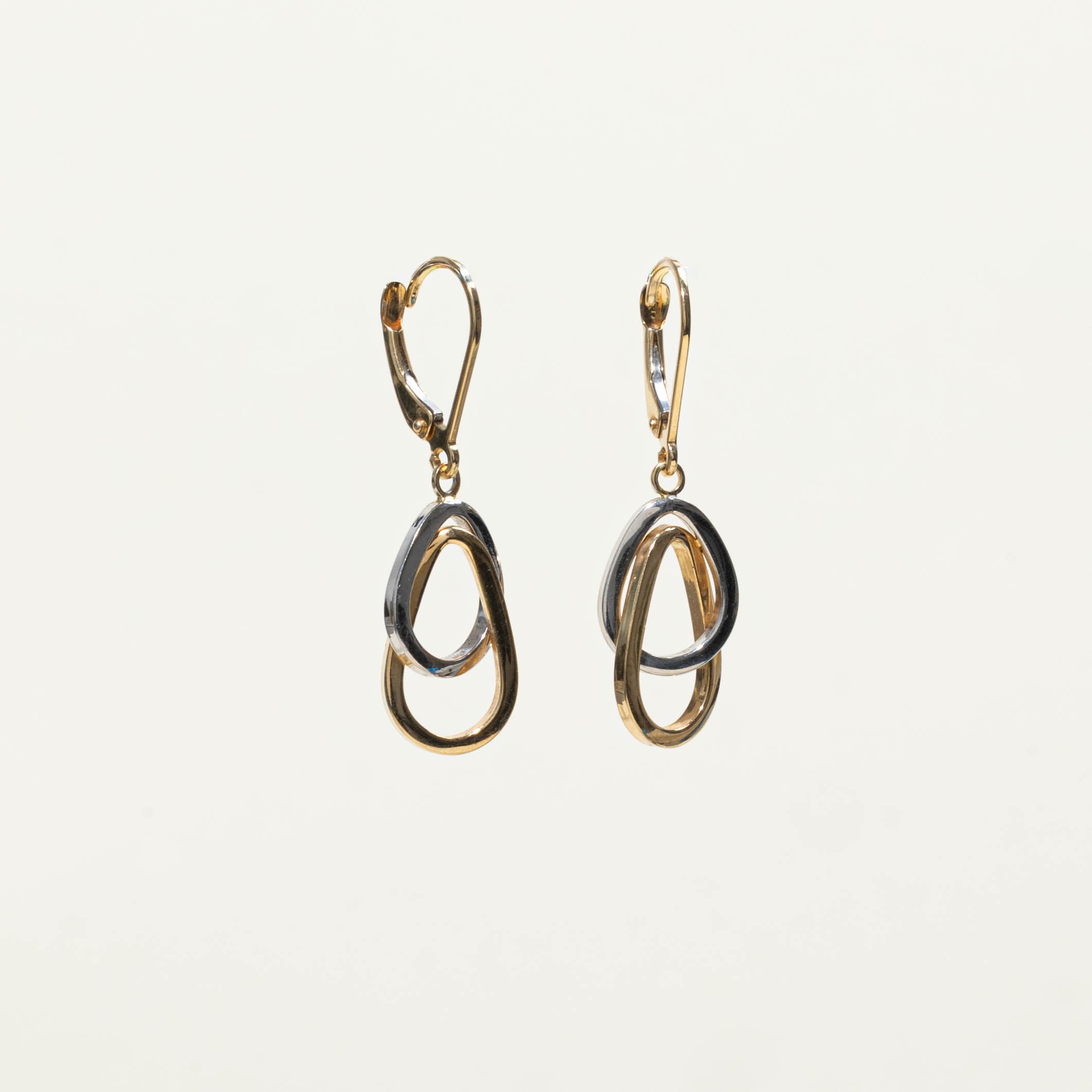 14k Two Tone Teardrop Earrings