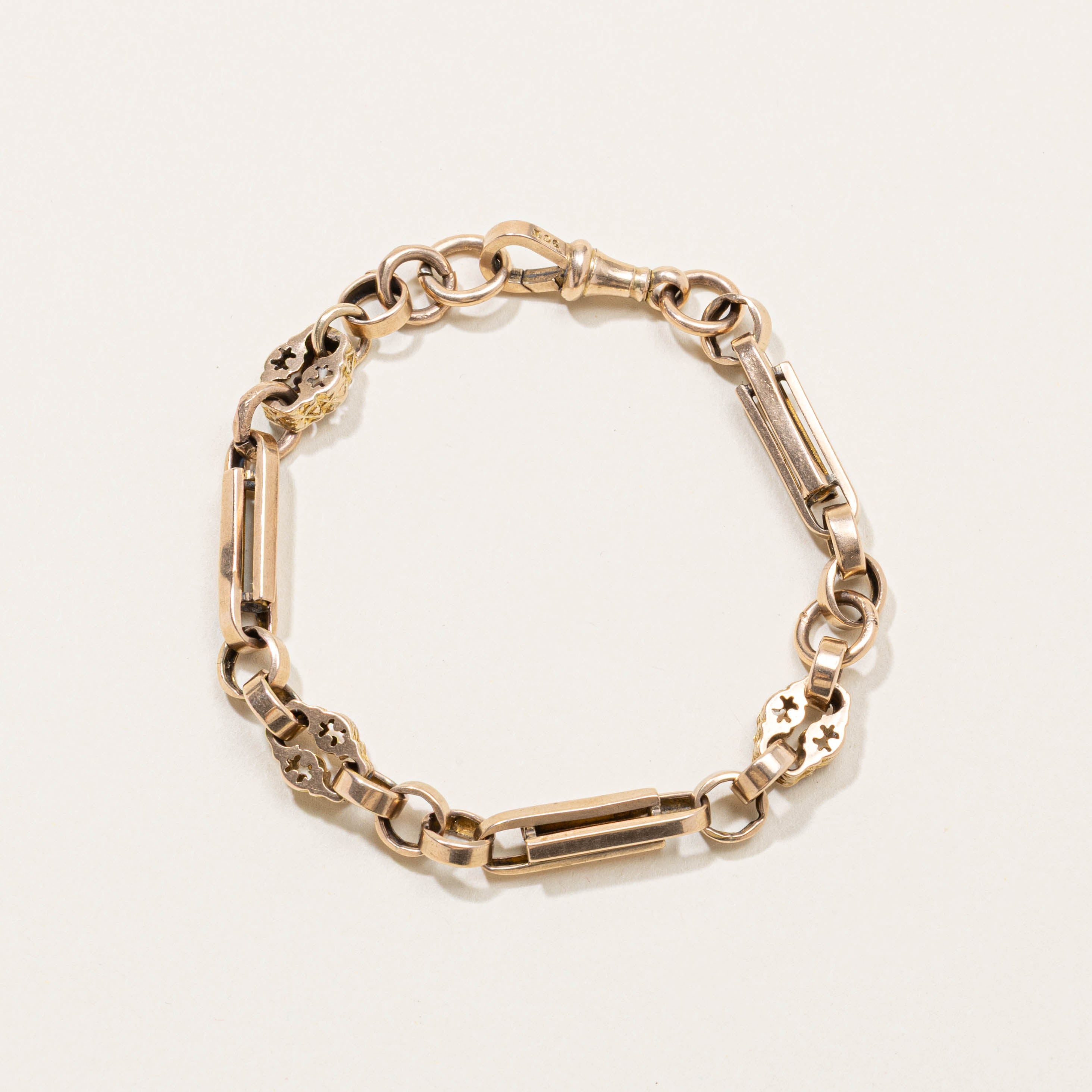 9k Fancy Link Dog Clip Bracelet | 7.25"