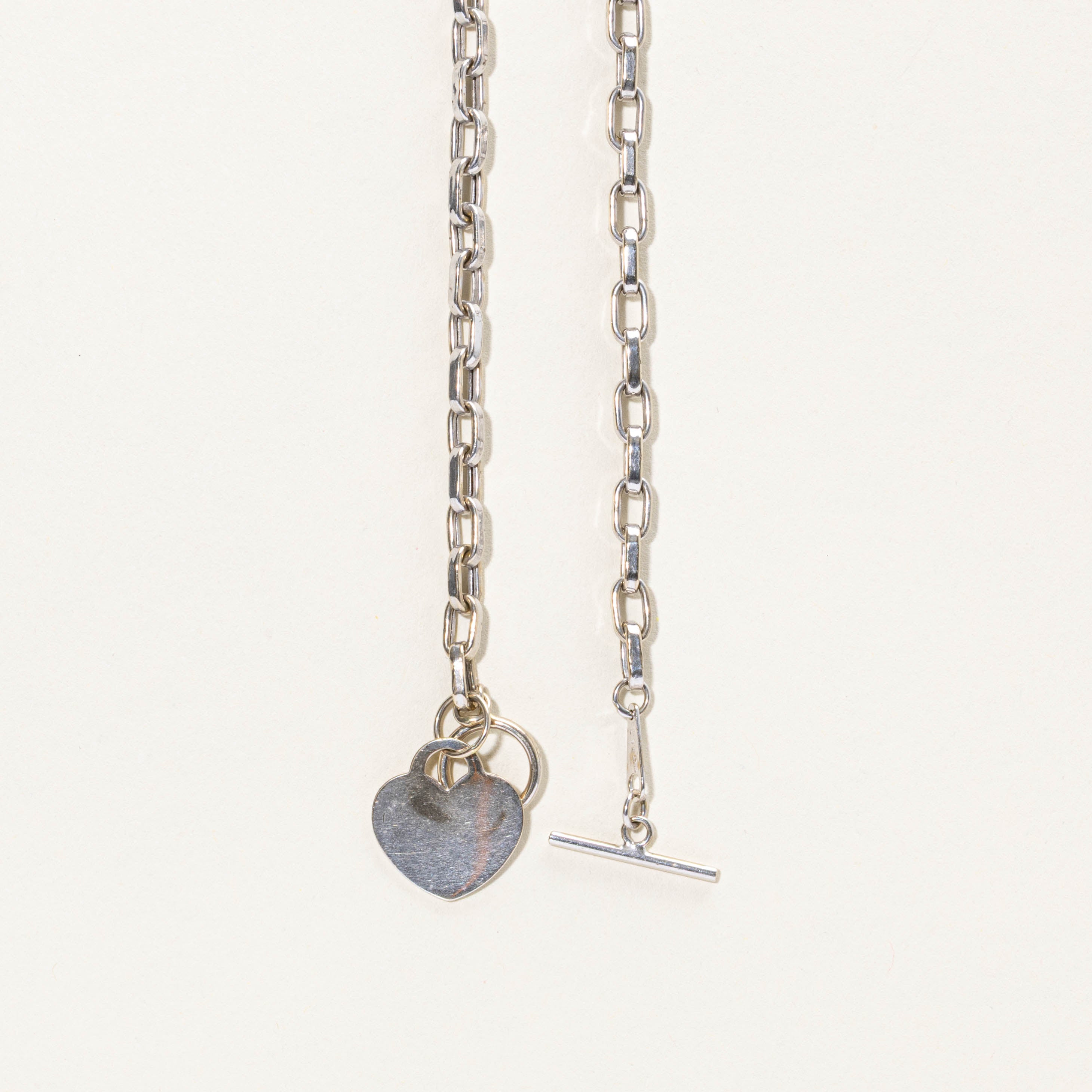 10k Heart Charm Toogle Clasp Necklace | 18"