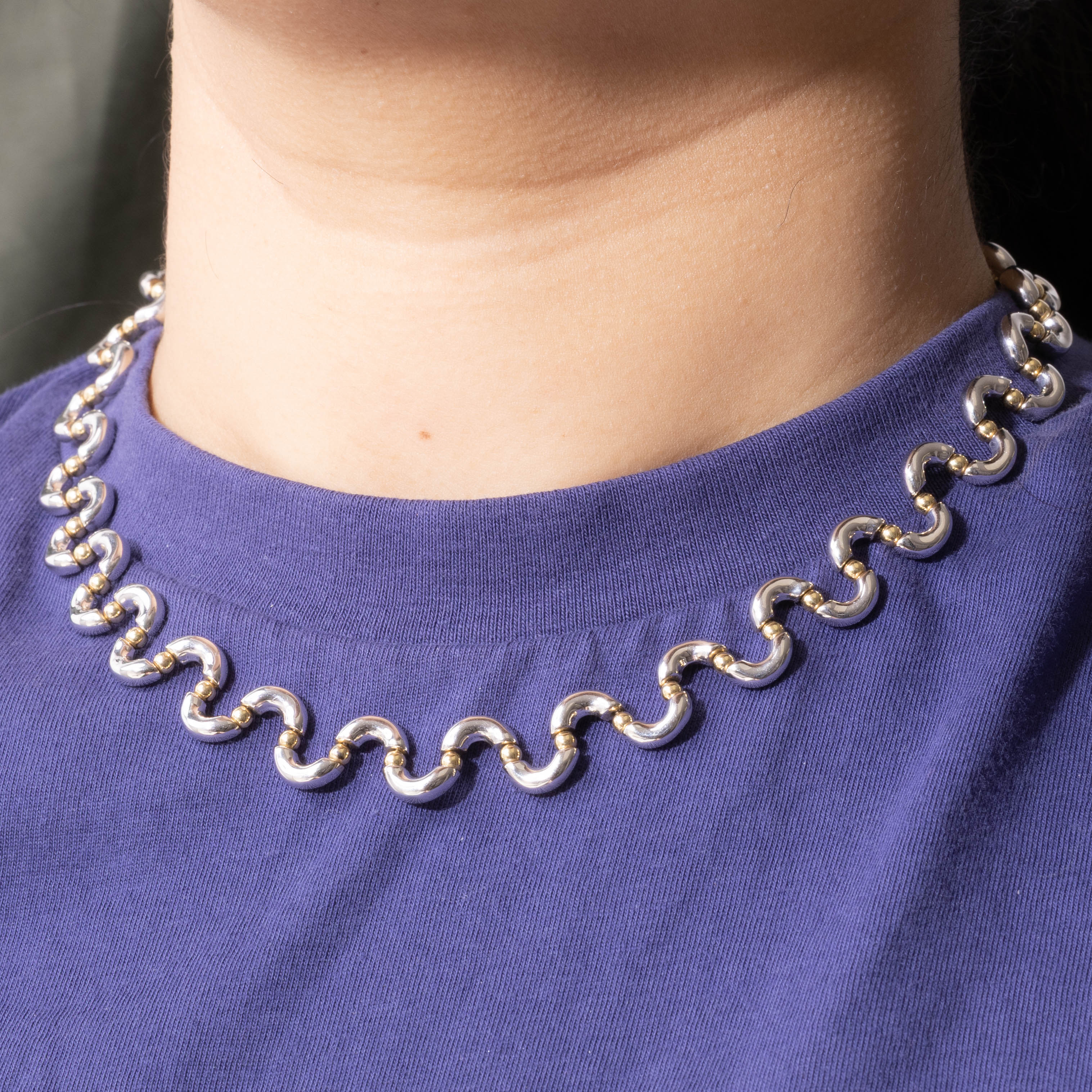14k Two-Tone Swirl Necklace | 17"