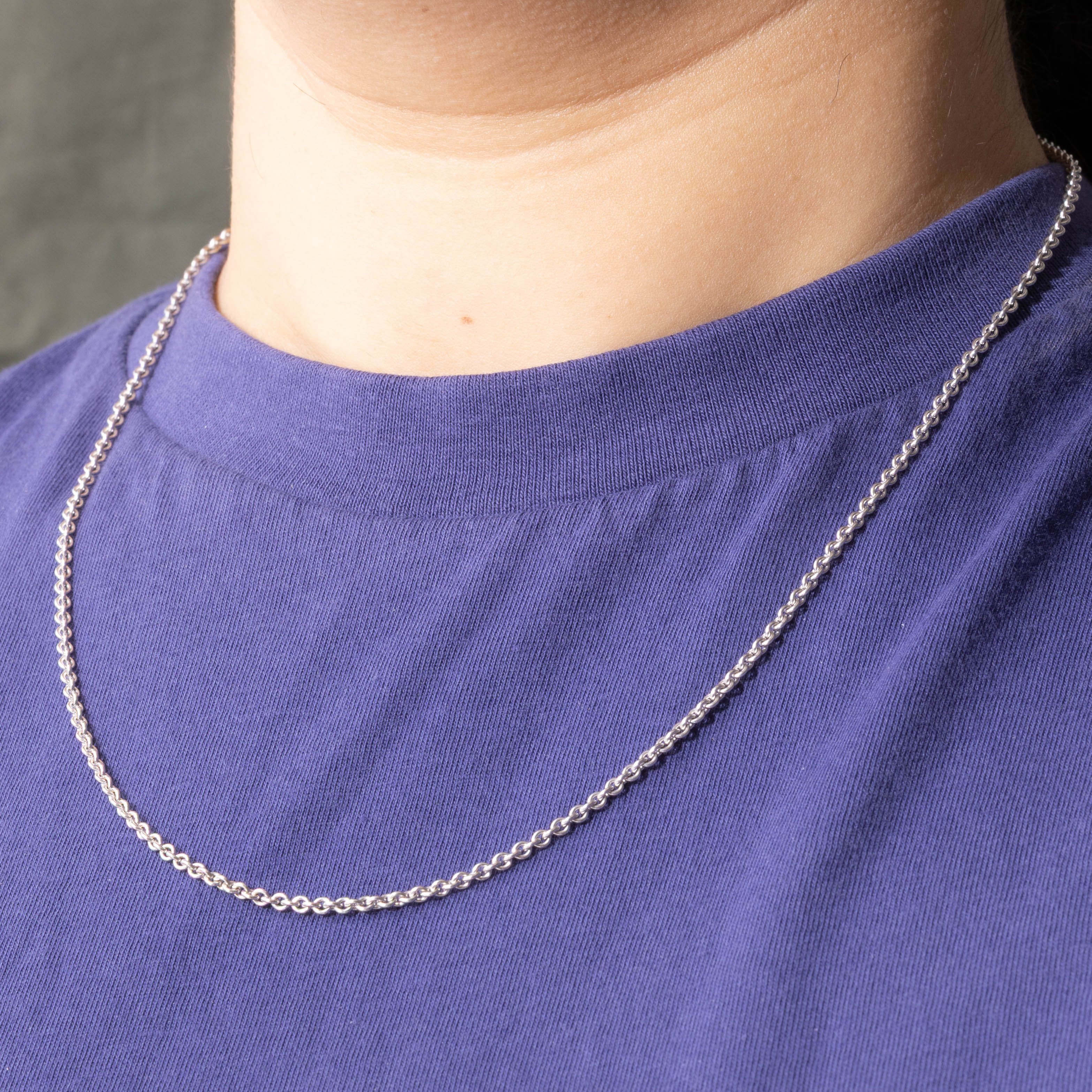 14k White Gold Cable Chain |  2.30mm | 19.5"