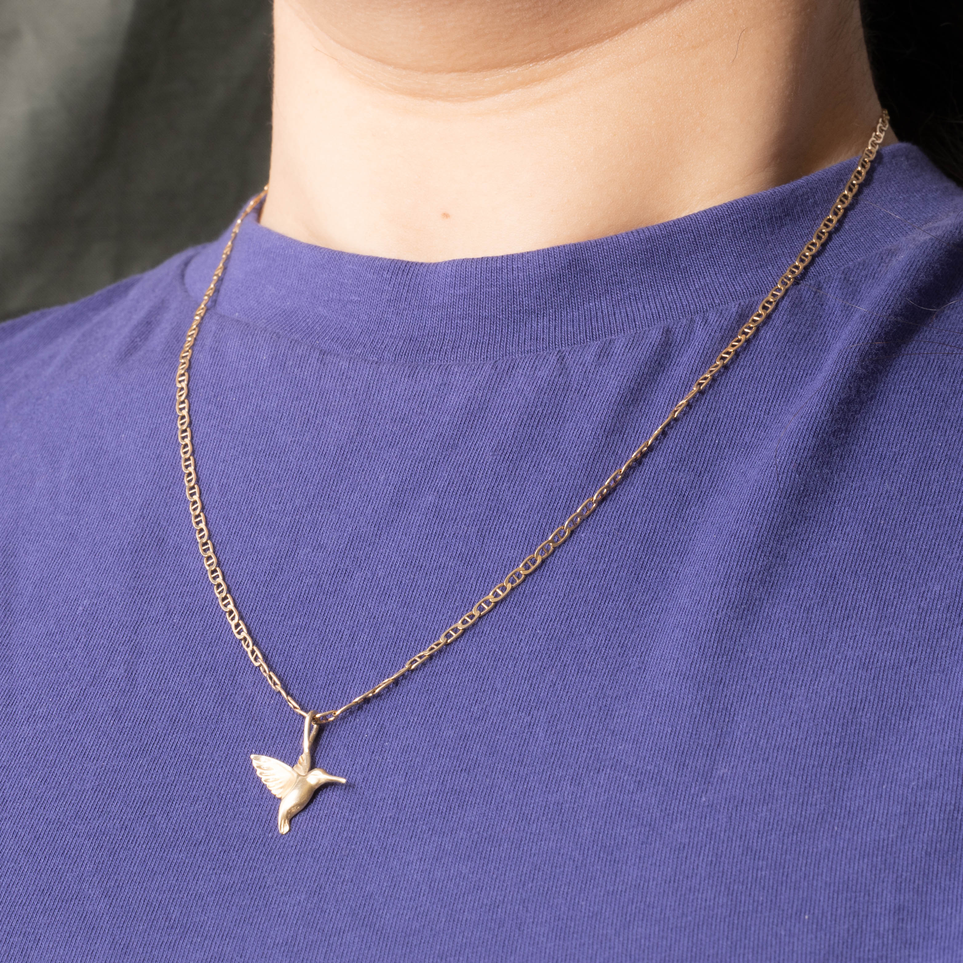 14k Hummingbird Pendant Necklace | 20"