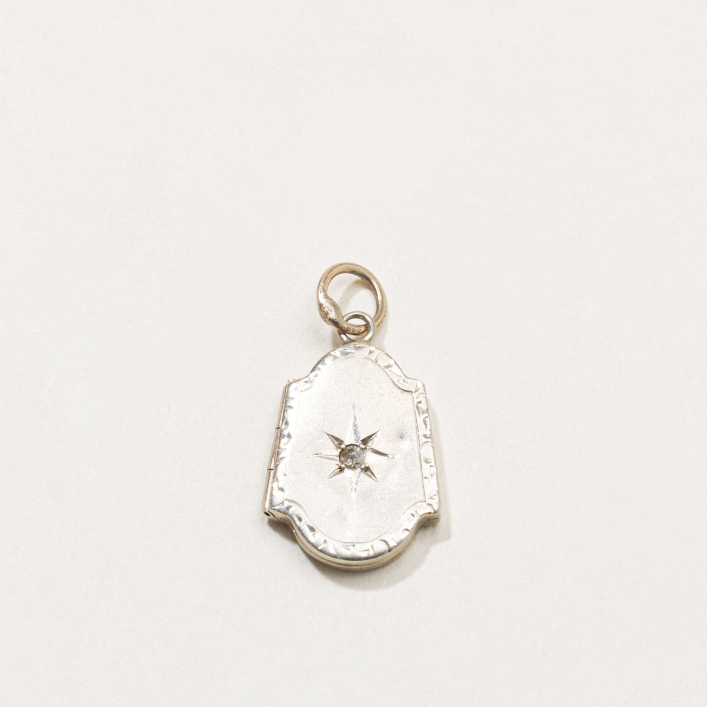 14k Antique Star Set Diamond Locket | 0.01ct