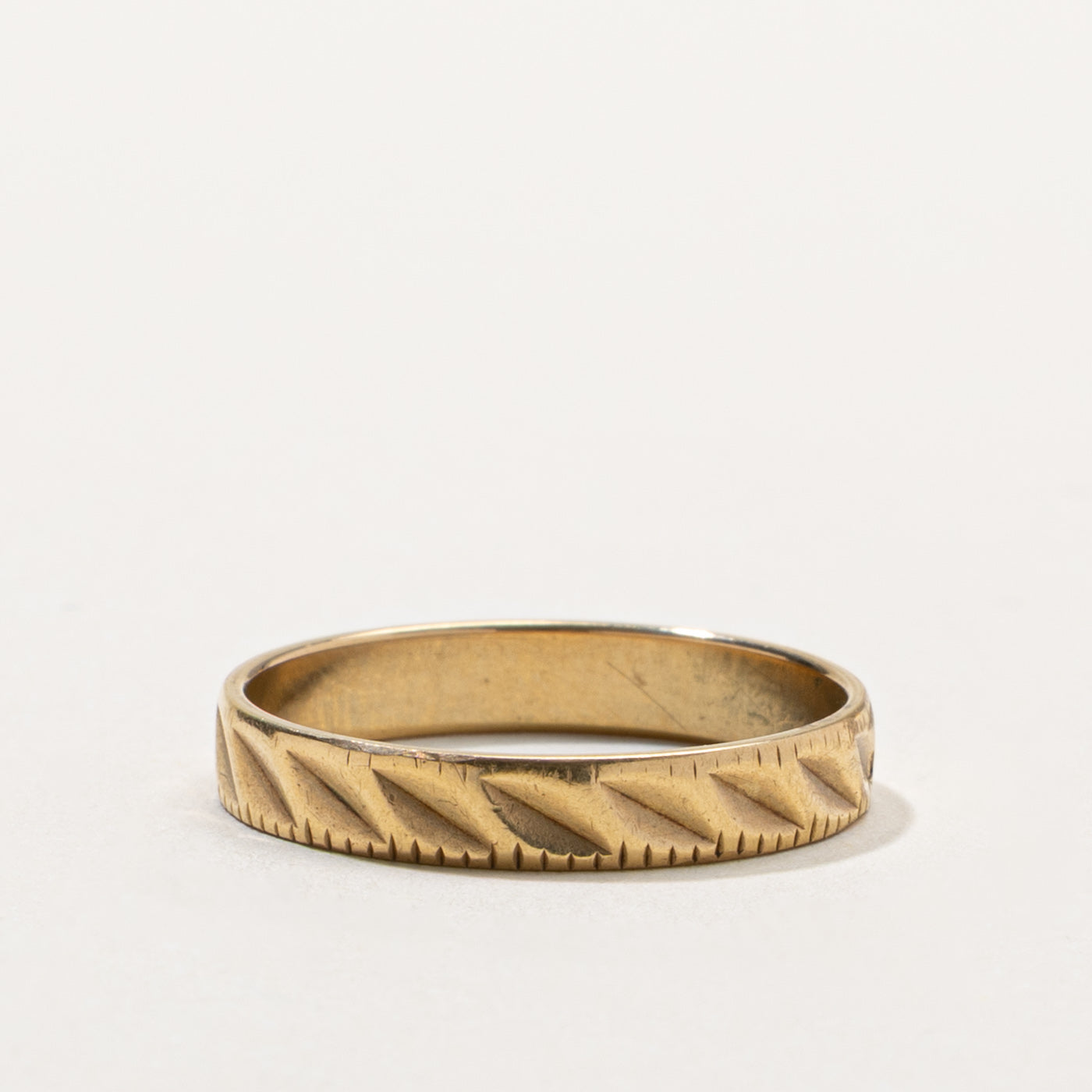 18k Yellow Gold Grooved Band | 3.40mm | SZ 7.75