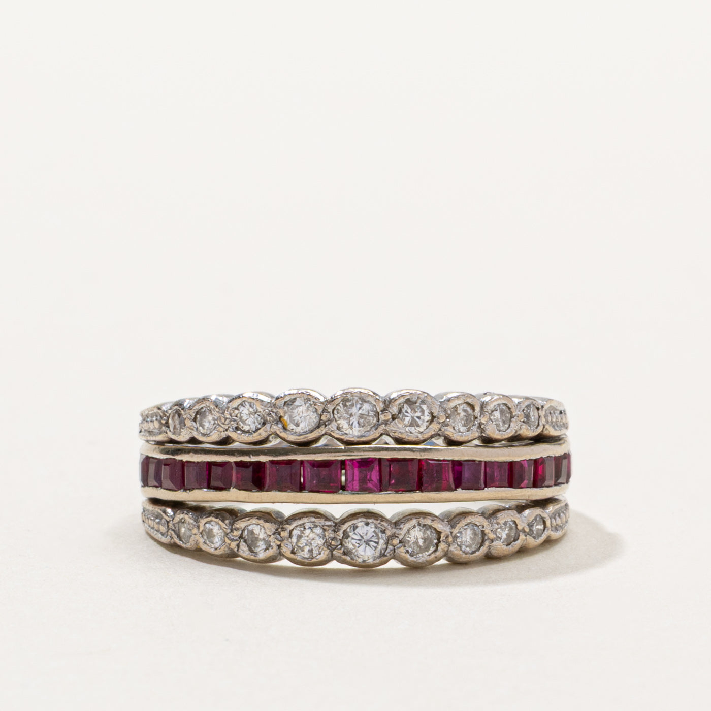 Ruby, Sapphire & Diamond Multi Row Flip Ring | 0.50ctw, 0.25ctw | SZ 7.5